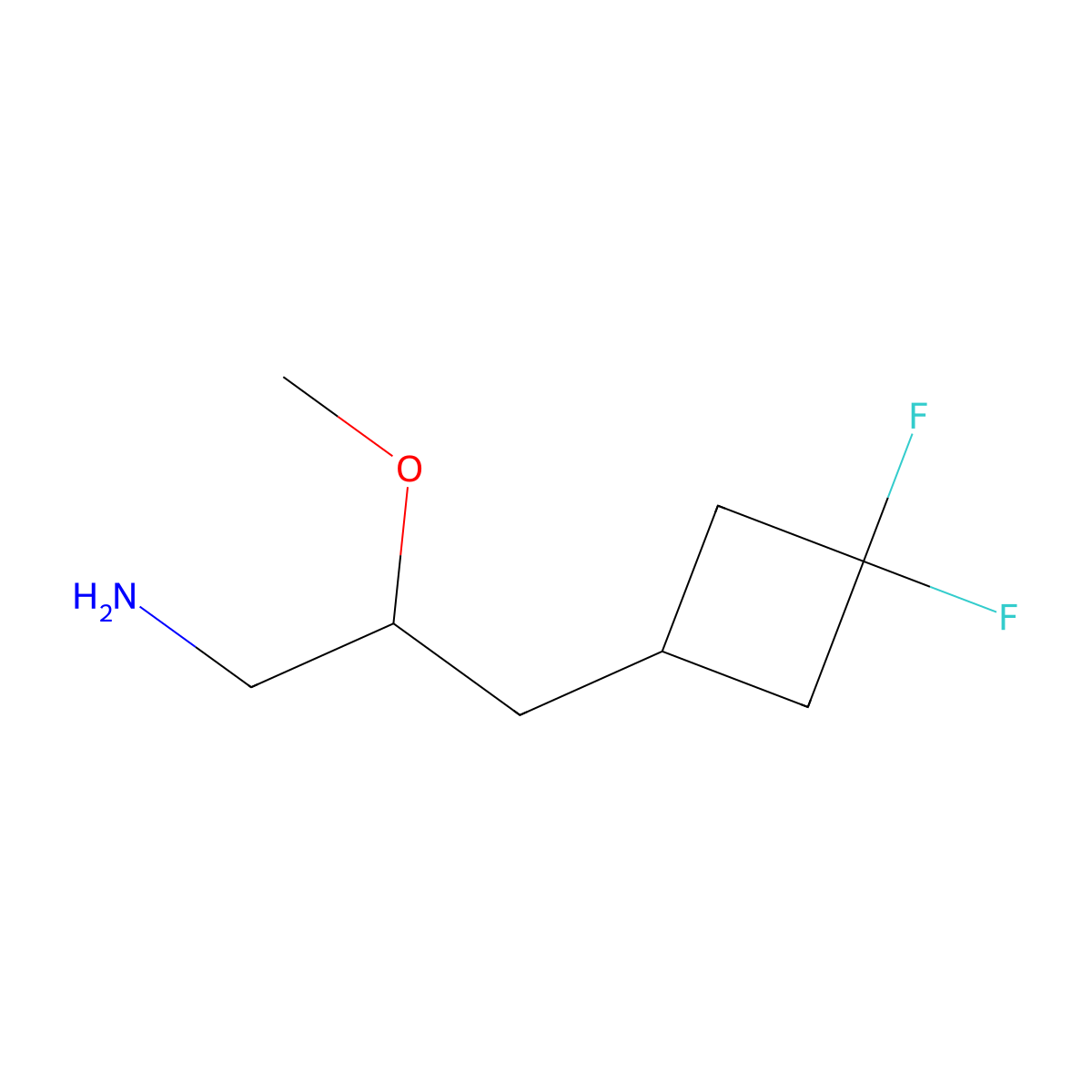 3-(3,3-Difluorocyclobutyl)-2-methoxypropan-1-amine molecular structure, CAS 2359346-32-8