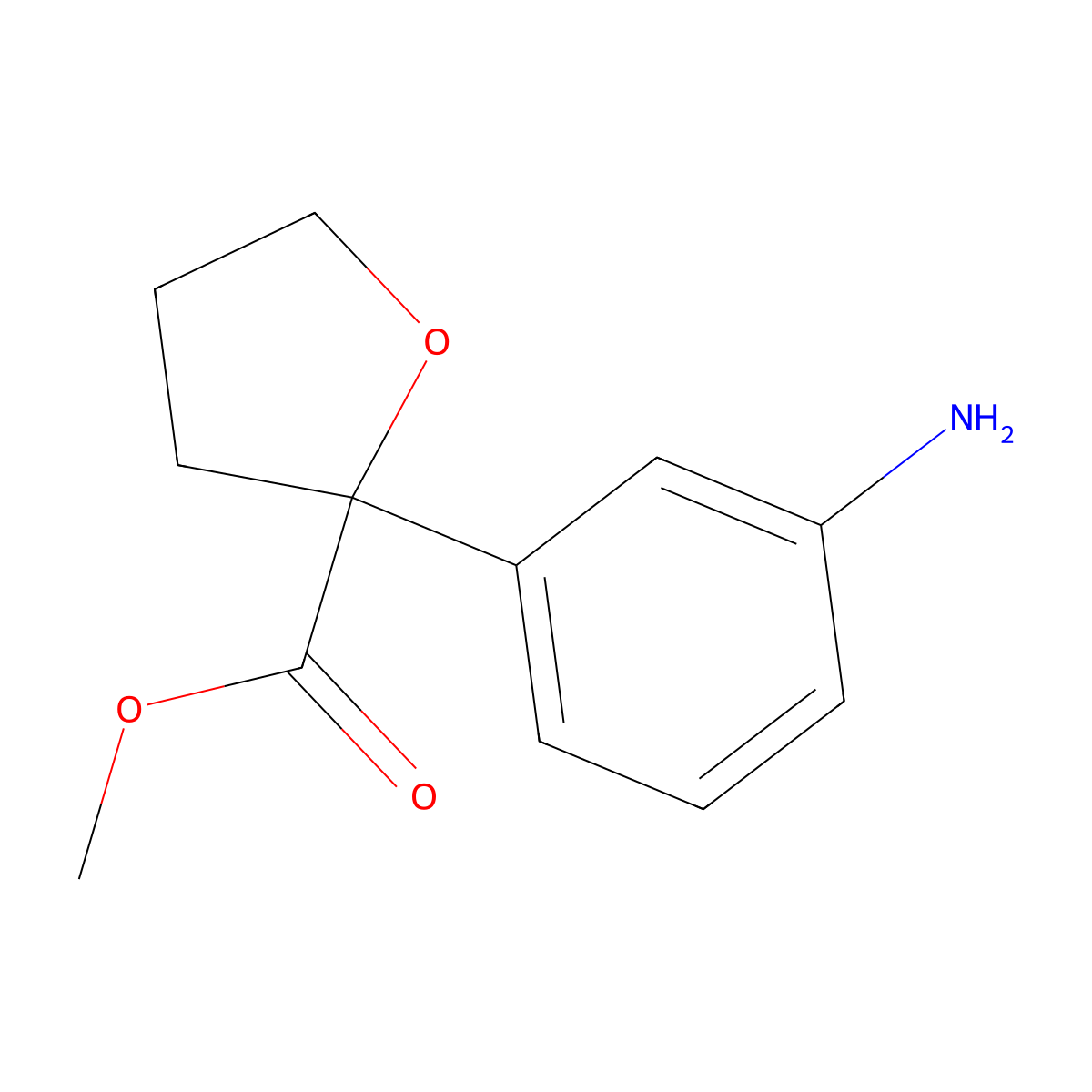 Methyl 2-(3-aminophenyl)oxolane-2-carboxylate molecular structure, CAS 2359347-47-8