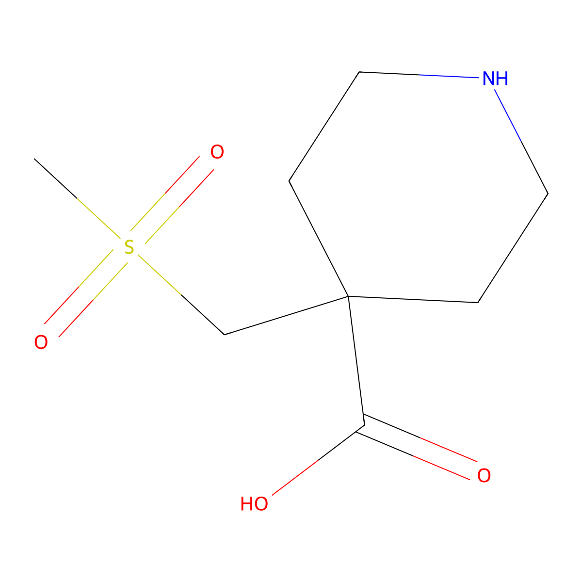 4-(Methanesulfonylmethyl)piperidine-4-carboxylic acid molecular structure, CAS 2359352-05-7