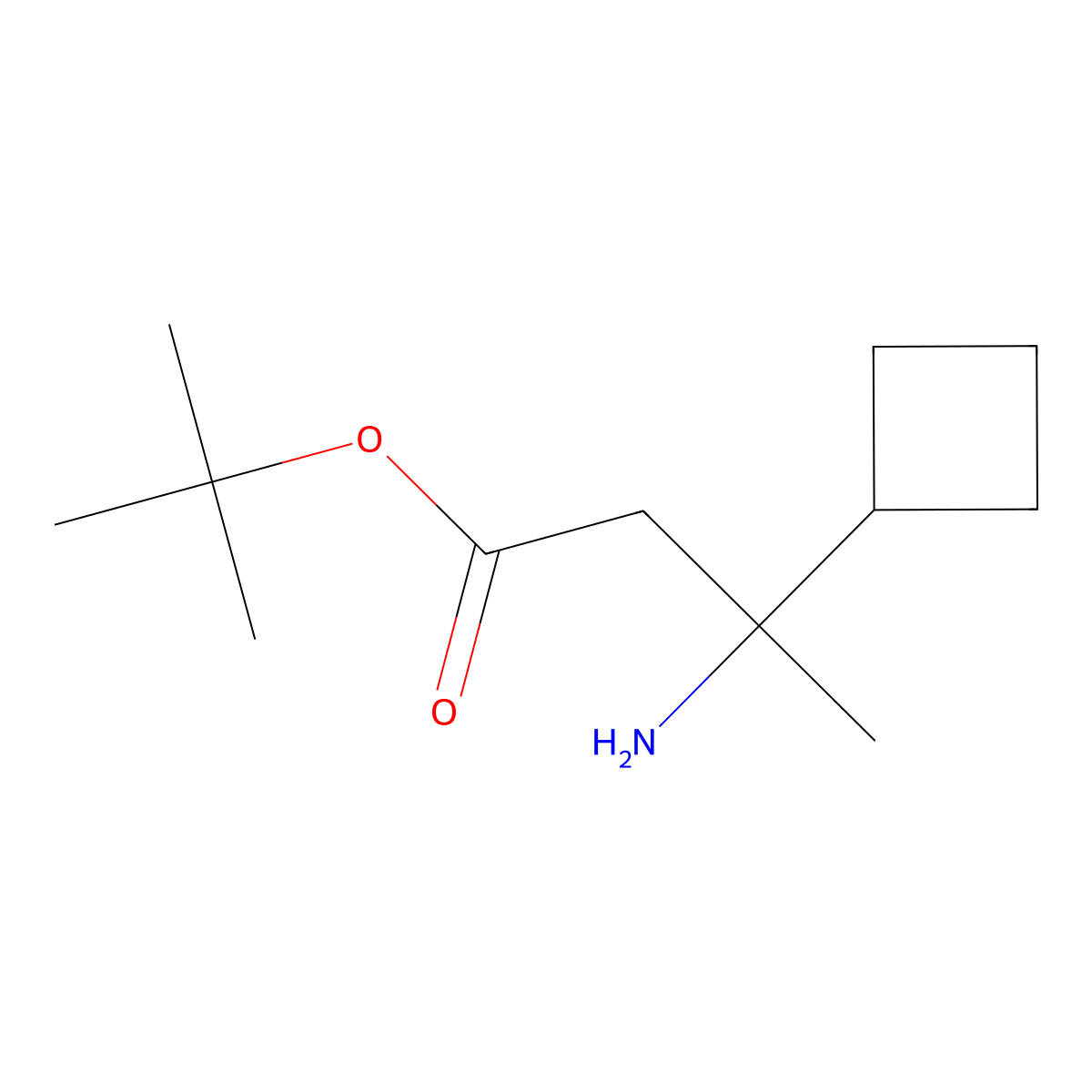 Tert-butyl 3-amino-3-cyclobutylbutanoate molecular structure, CAS 2359370-18-4