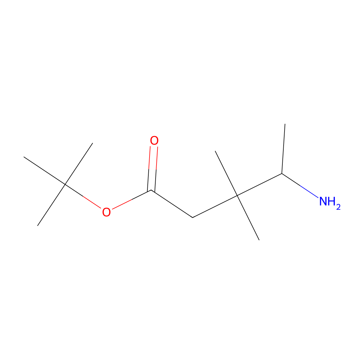 Tert-butyl 4-amino-3,3-dimethylpentanoate molecular structure, CAS 2359433-73-9