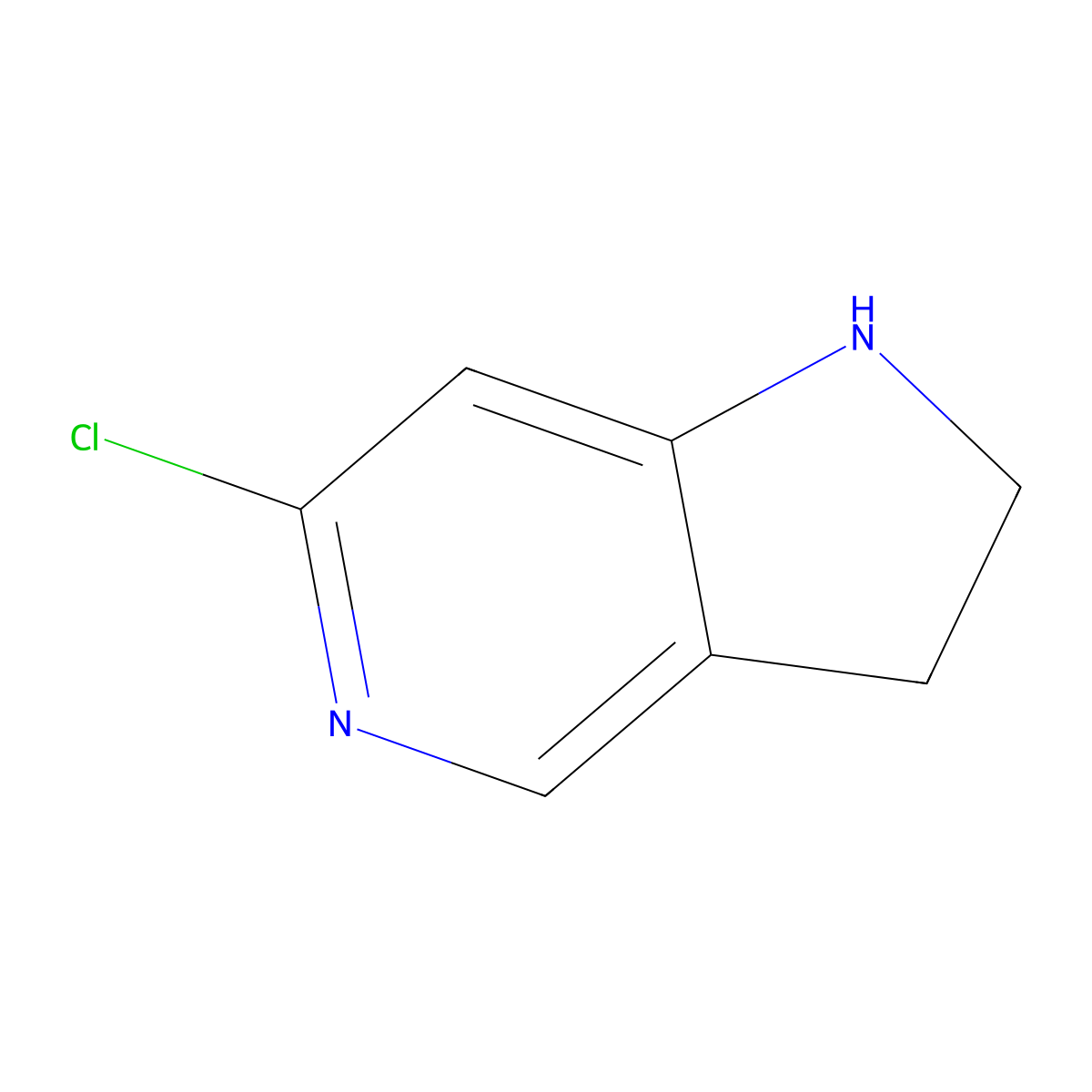 1H-Pyrrolo(3,2-c)pyridine, 2,3-dihydro-6-chloro- molecular structure, CAS 23596-25-0