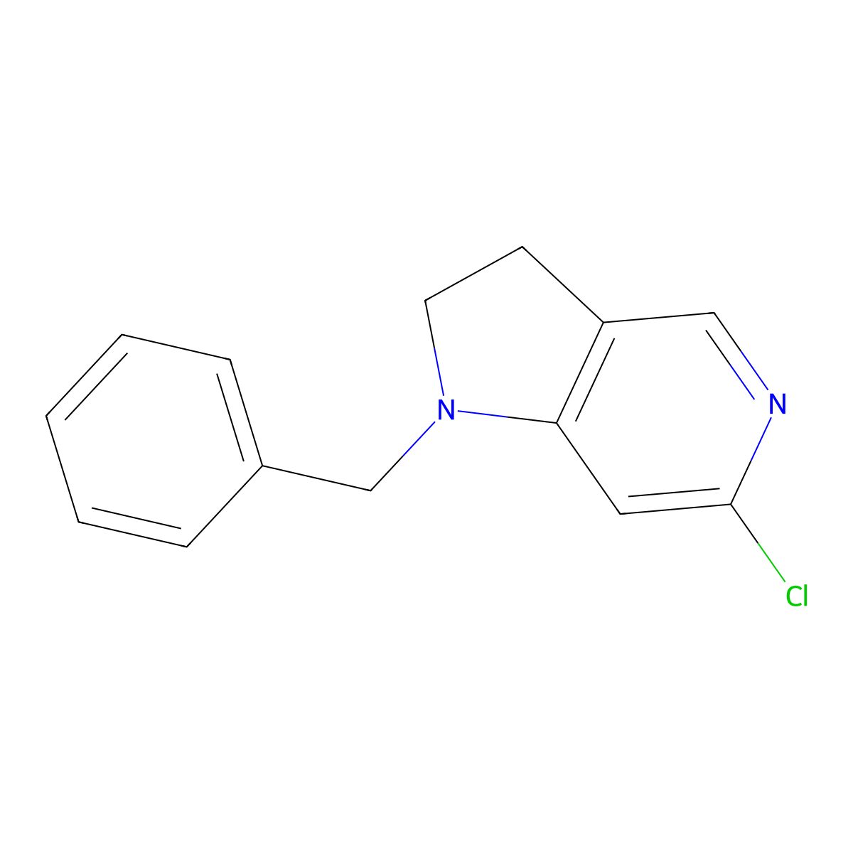 1-Benzyl-6-chloro-2,3-dihydro-1H-pyrrolo[3,2-c]pyridine molecular structure, CAS 23596-27-2