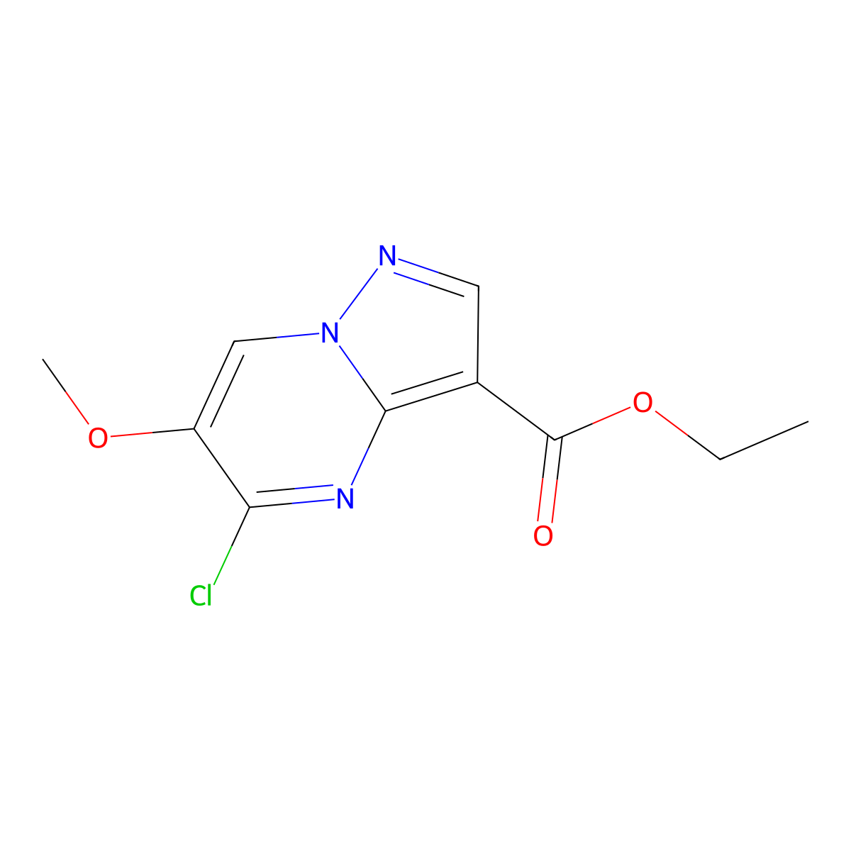 Ethyl 5-chloro-6-methoxypyrazolo[1,5-a]pyrimidine-3-carboxylate molecular structure, CAS 2359663-72-0