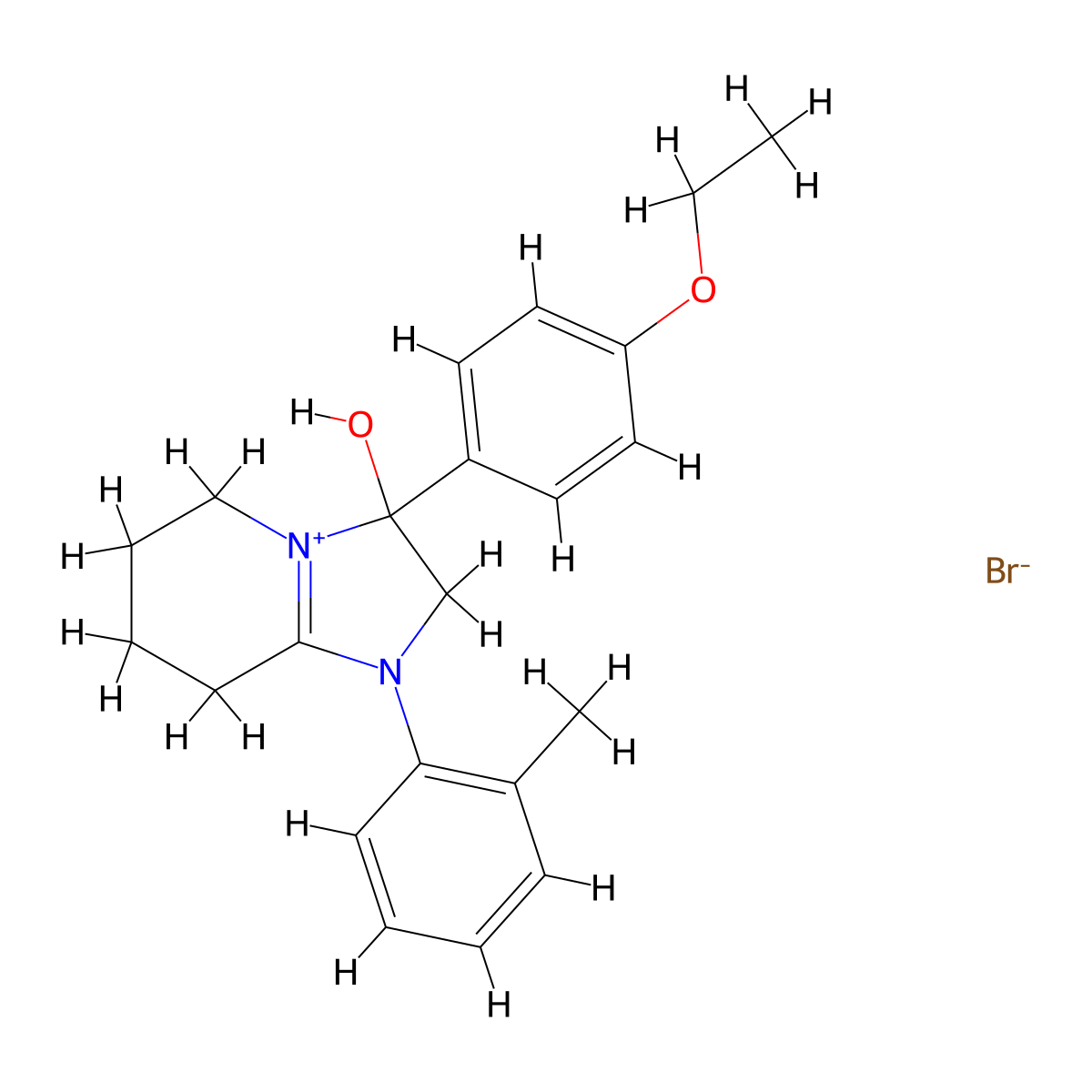 3-(4-Ethoxyphenyl)-3-hydroxy-1-(o-tolyl)-2,3,5,6,7,8-hexahydroimidazo[1,2-a]pyridin-1-ium bromide molecular structure, CAS 2359672-79-8