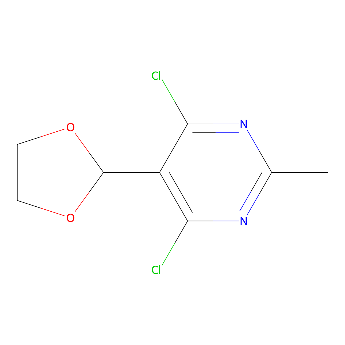 4,6-Dichloro-5-(1,3-dioxolan-2-yl)-2-methylpyrimidine molecular structure, CAS 2359690-91-6