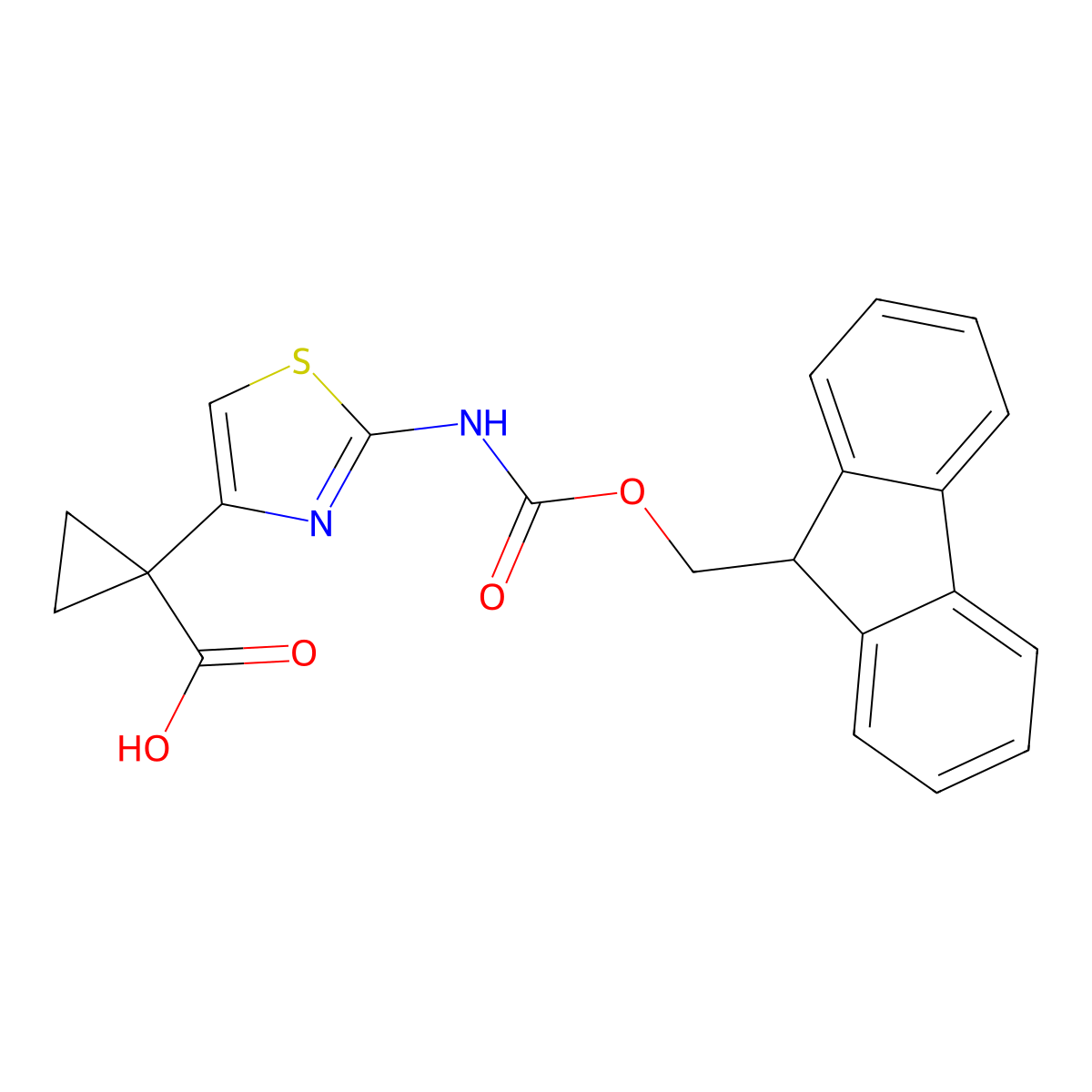 1-[2-({[(9H-fluoren-9-yl)methoxy]carbonyl}amino)-1,3-thiazol-4-yl]cyclopropane-1-carboxylic acid molecular structure, CAS 2359736-69-7