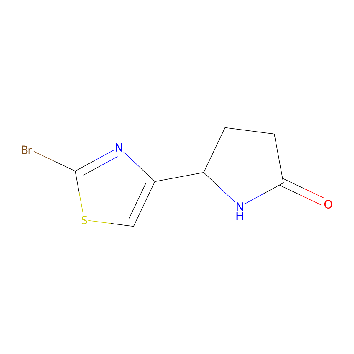 5-(2-Bromo-1,3-thiazol-4-yl)pyrrolidin-2-one molecular structure, CAS 2359792-28-0