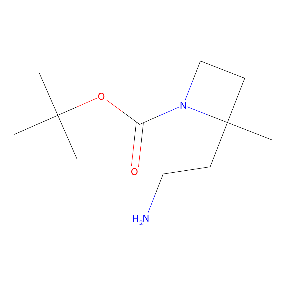 Tert-butyl 2-(2-aminoethyl)-2-methylazetidine-1-carboxylate molecular structure, CAS 2359892-71-8