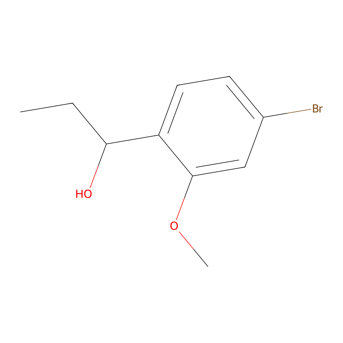 4-Bromo-alpha-ethyl-2-methoxybenzenemethanol molecular structure, CAS 23600-65-9