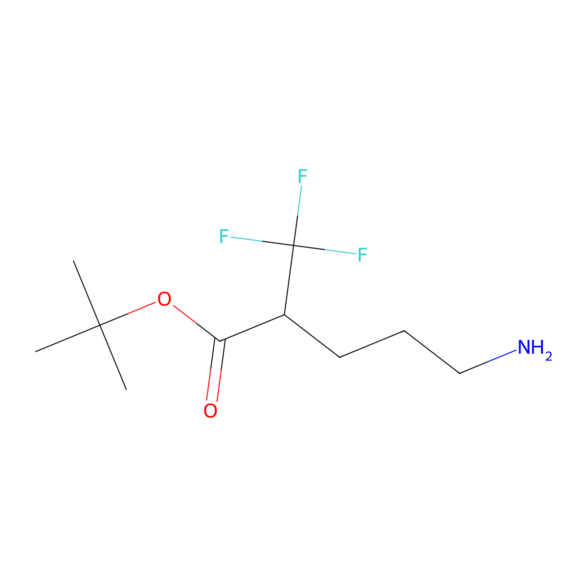 Tert-butyl 5-amino-2-(trifluoromethyl)pentanoate molecular structure, CAS 2360001-77-8