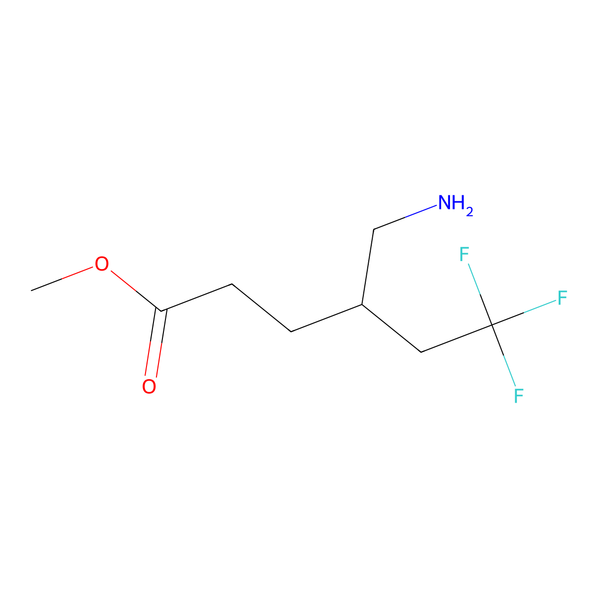 Methyl 4-(aminomethyl)-6,6,6-trifluorohexanoate molecular structure, CAS 2360001-89-2
