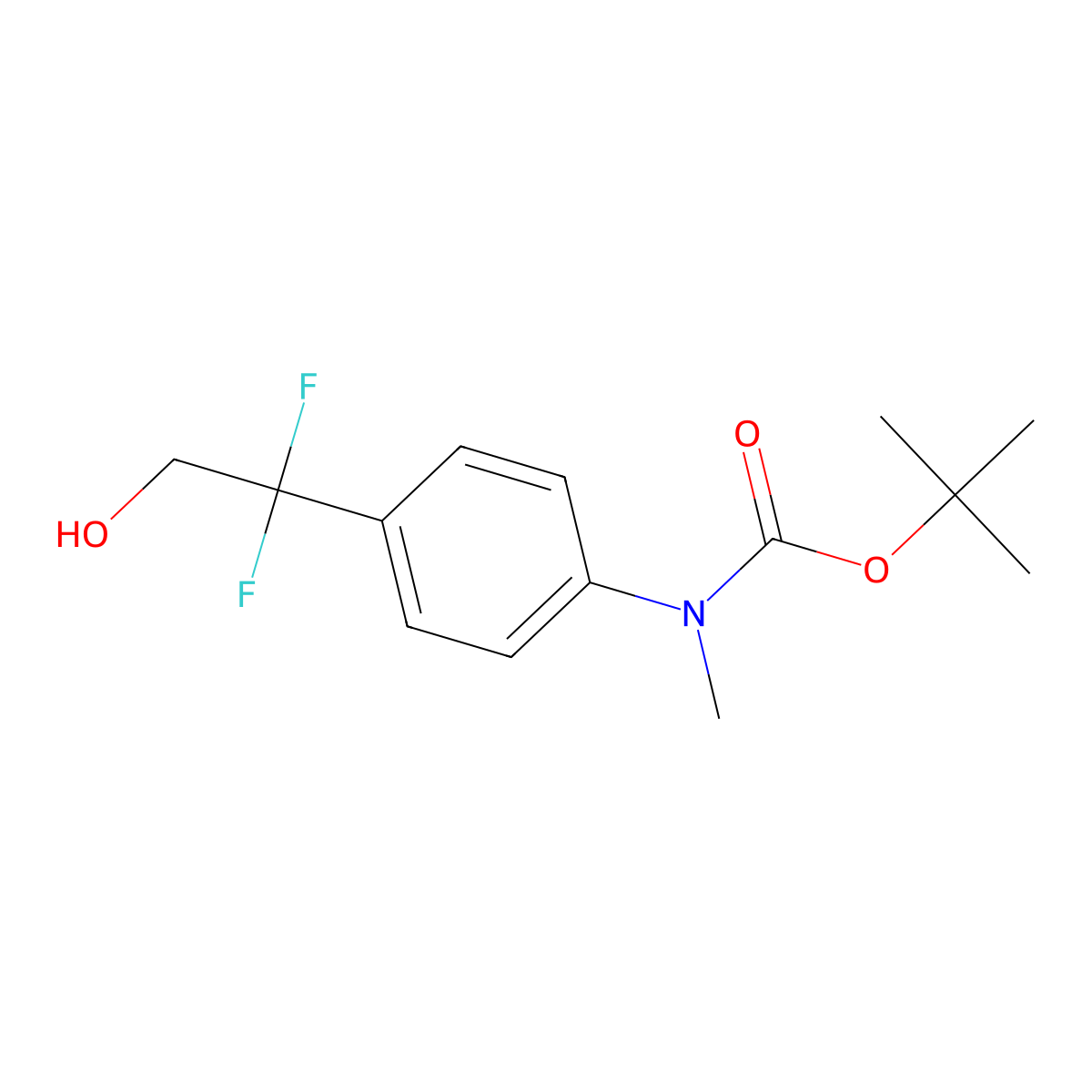 tert-butyl N-[4-(1,1-difluoro-2-hydroxyethyl)phenyl]-N-methylcarbamate molecular structure, CAS 2360038-08-8