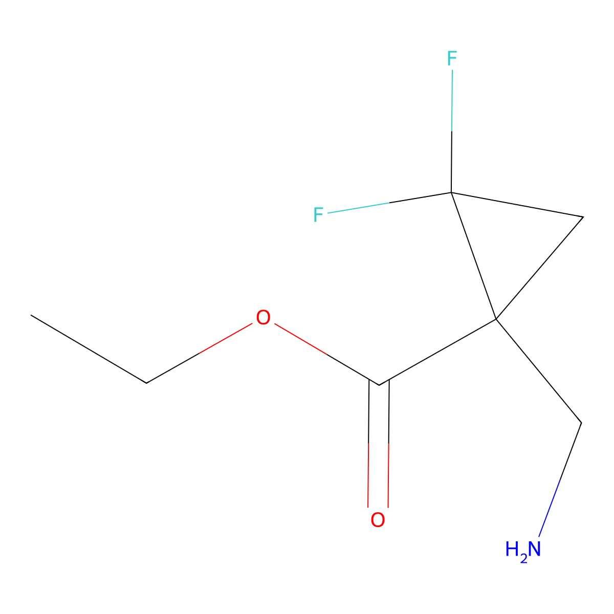 Ethyl 1-(aminomethyl)-2,2-difluorocyclopropane-1-carboxylate molecular structure, CAS 2360056-64-8