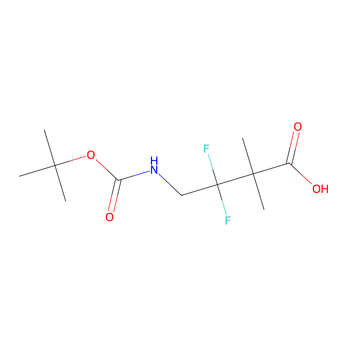 4-{[(Tert-butoxy)carbonyl]amino}-3,3-difluoro-2,2-dimethylbutanoic acid molecular structure, CAS 2360071-53-8