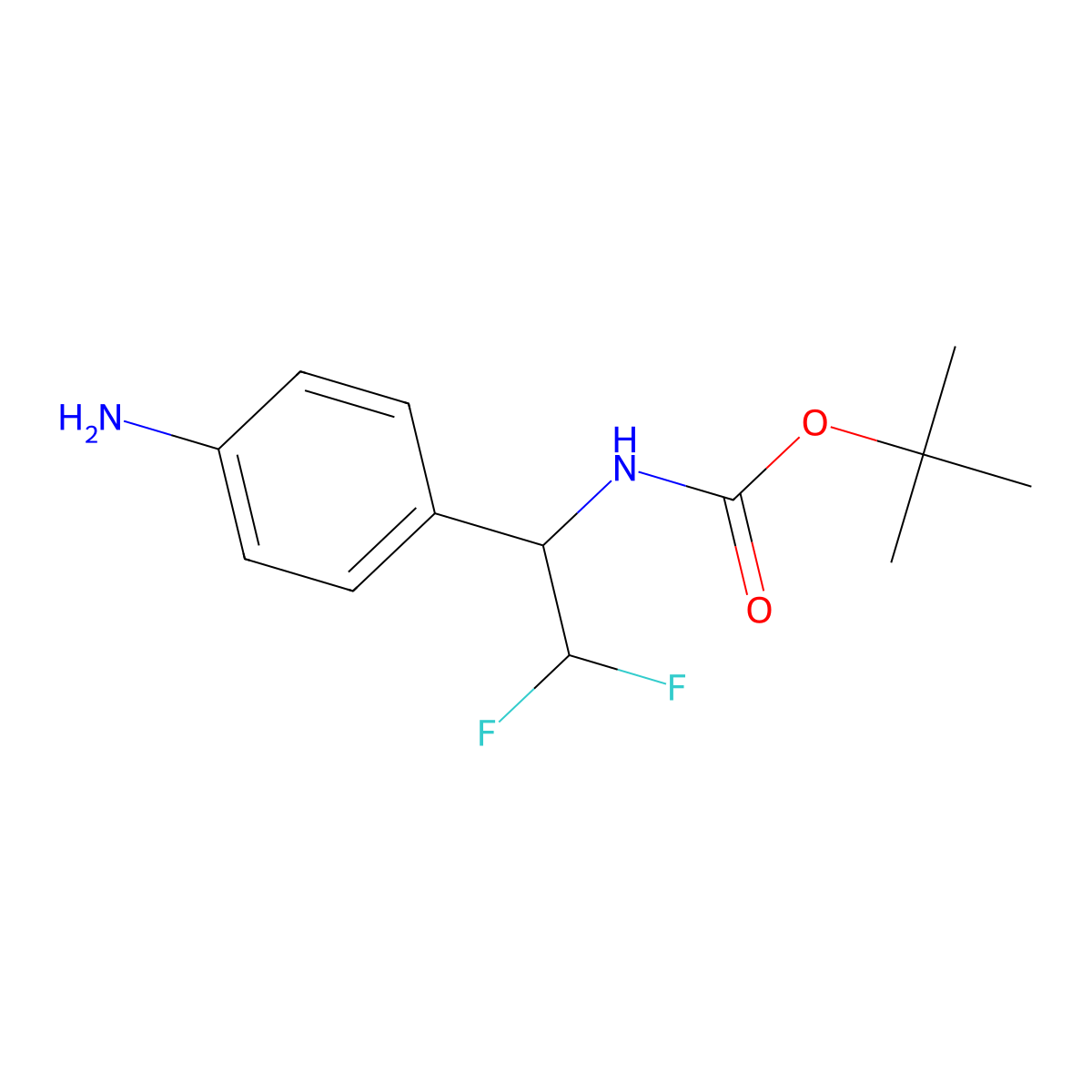 tert-Butyl (1-(4-aminophenyl)-2,2-difluoroethyl)carbamate molecular structure, CAS 2360086-91-3