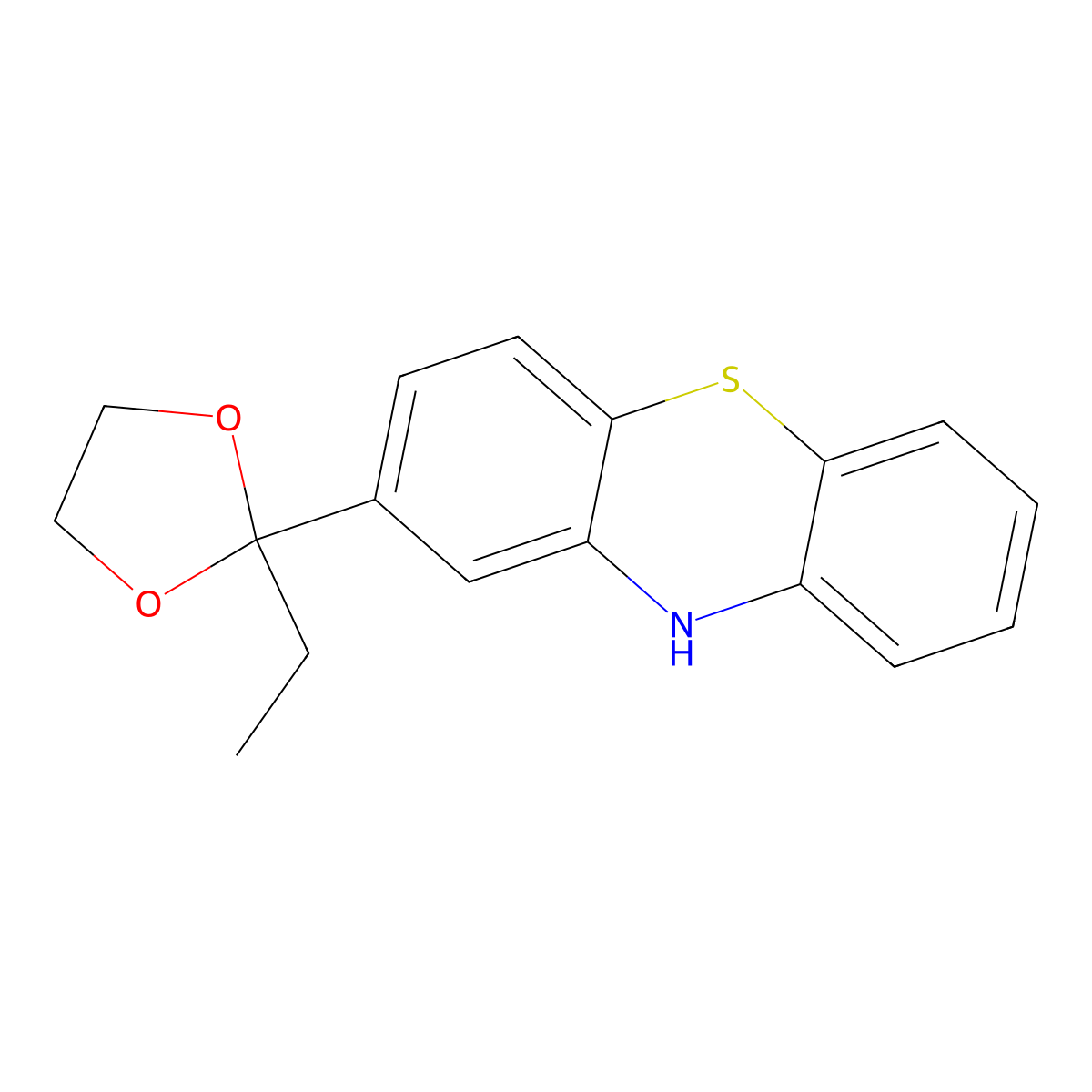 2-(2-Ethyl-1,3-dioxolan-2-yl)-10H-phenothiazine molecular structure, CAS 23601-02-7