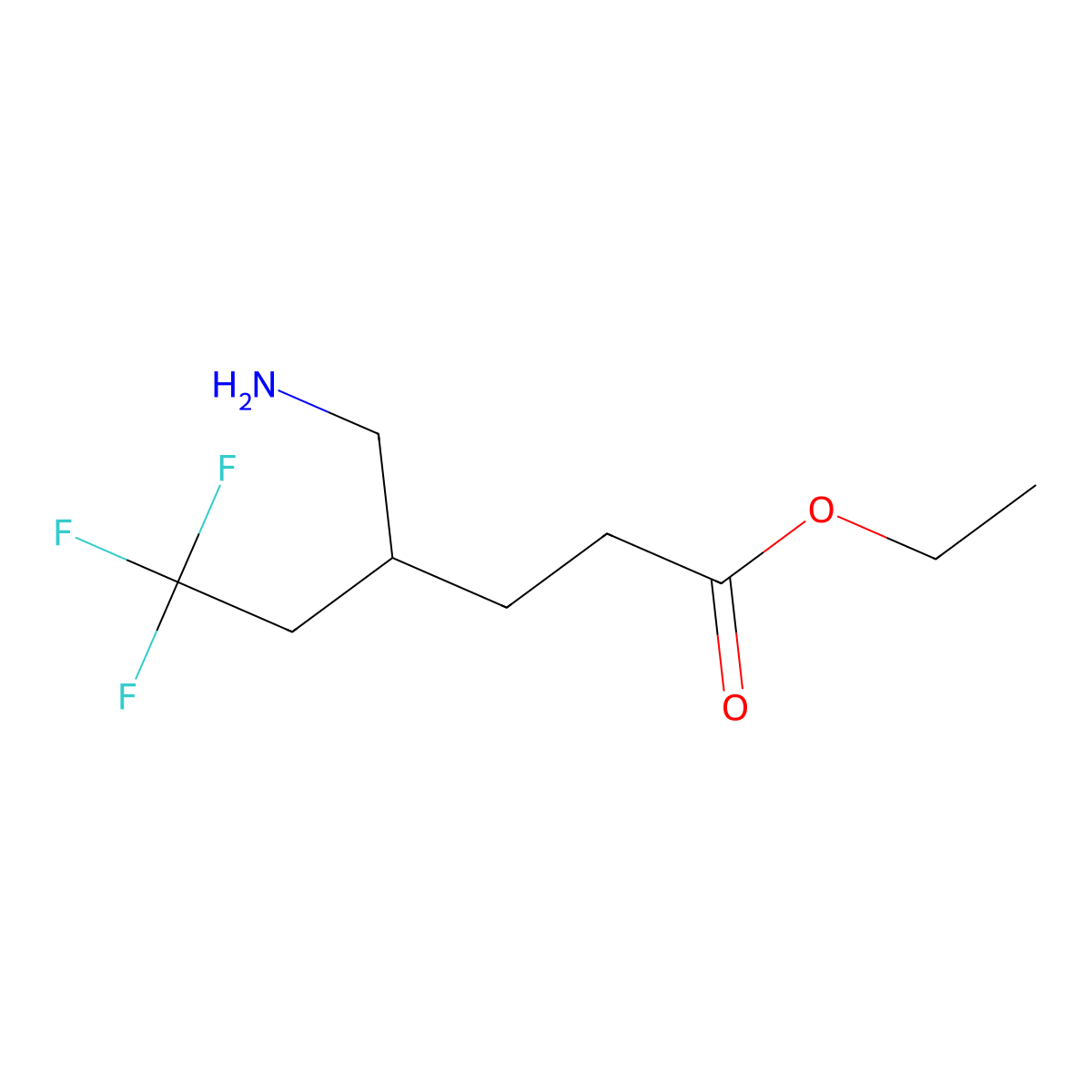 Ethyl 4-(aminomethyl)-6,6,6-trifluorohexanoate molecular structure, CAS 2360110-87-6