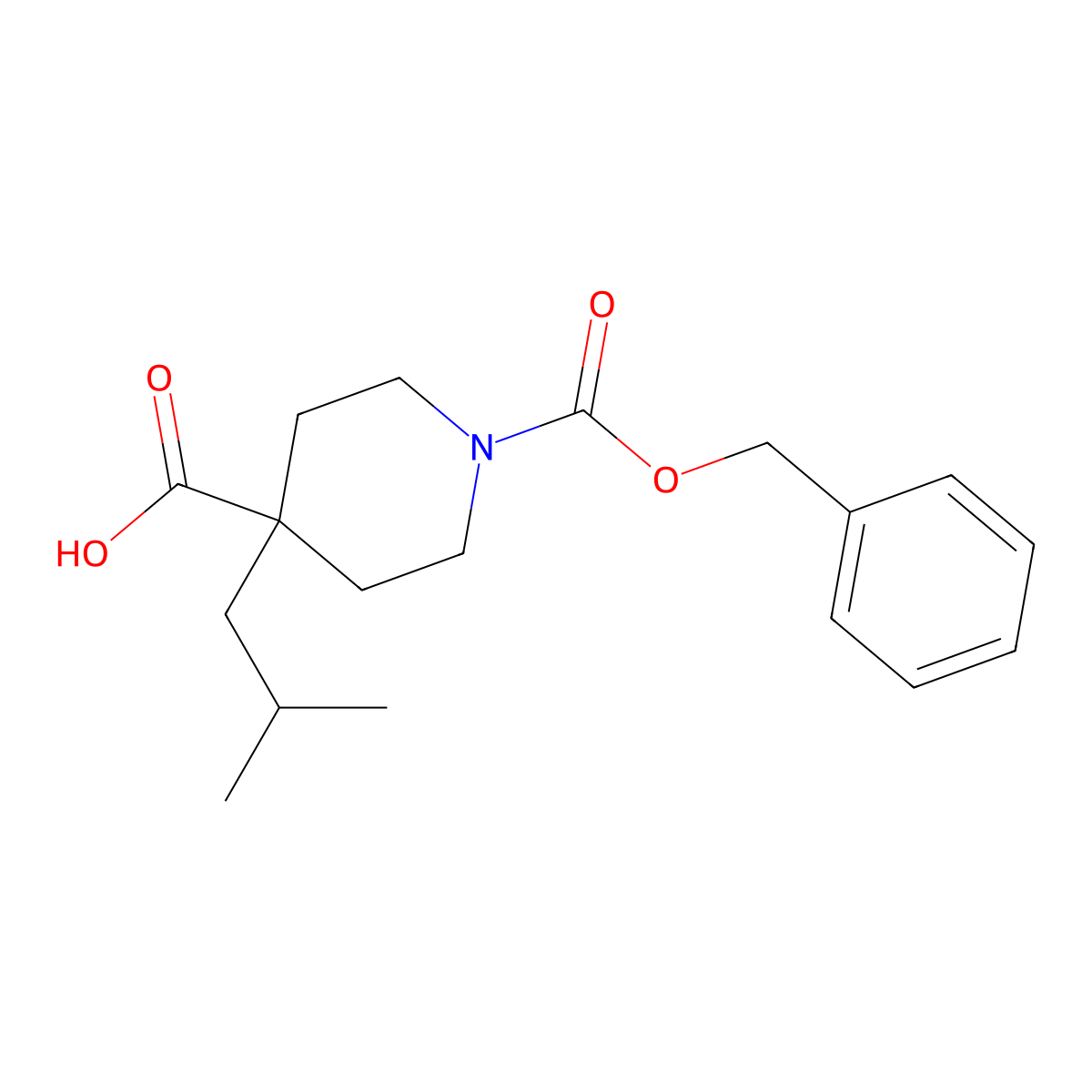 1-[(Benzyloxy)carbonyl]-4-(2-methylpropyl)piperidine-4-carboxylic acid molecular structure, CAS 2360116-44-3