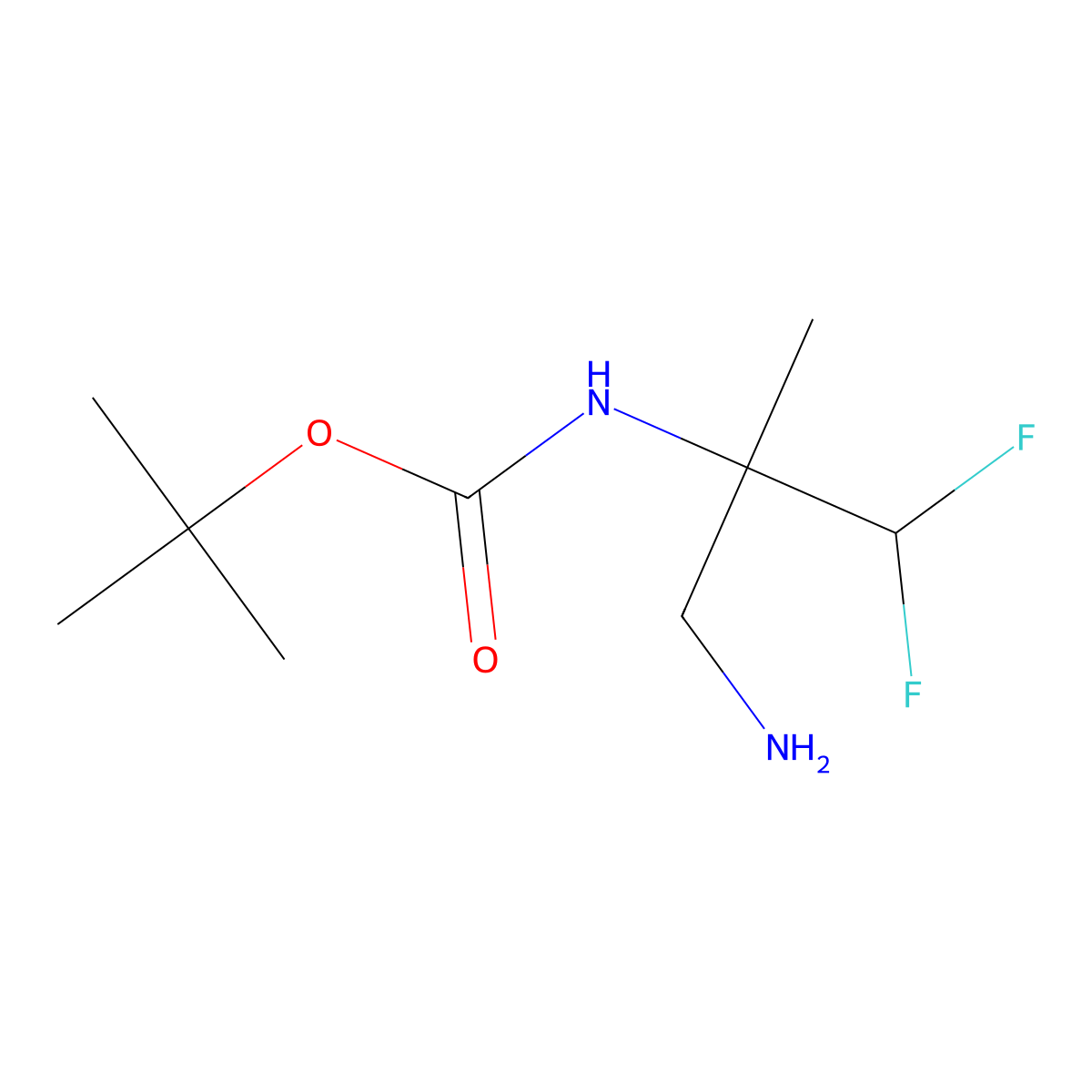 Tert-butyl (3-amino-1,1-difluoro-2-methylpropan-2-YL)carbamate molecular structure, CAS 2360146-60-5