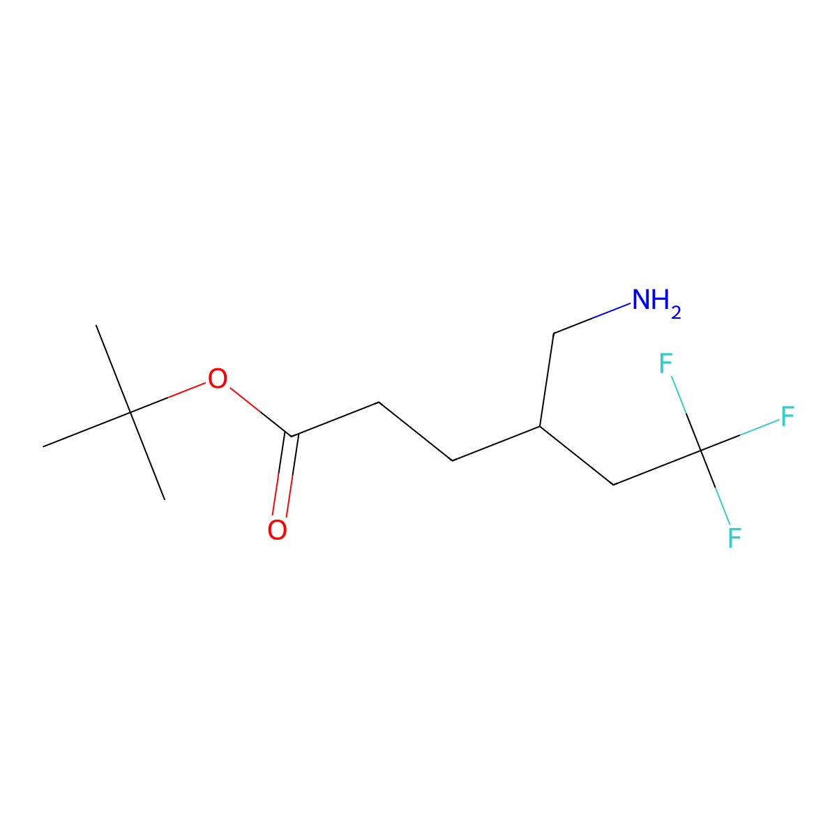 Tert-butyl 4-(aminomethyl)-6,6,6-trifluorohexanoate molecular structure, CAS 2360154-92-1