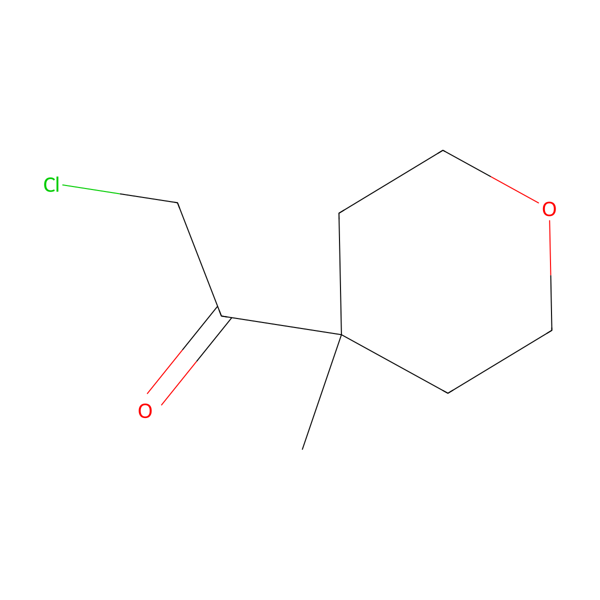 2-Chloro-1-(4-methyloxan-4-yl)ethan-1-one molecular structure, CAS 2360187-68-2