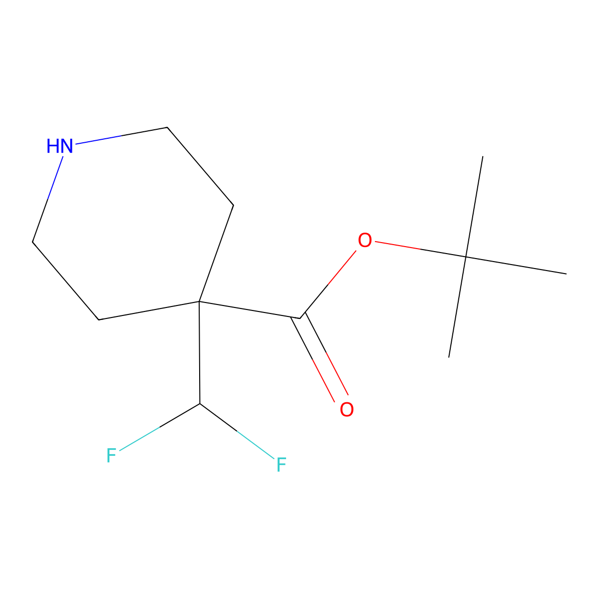 Tert-butyl 4-(difluoromethyl)piperidine-4-carboxylate molecular structure, CAS 2360215-64-9