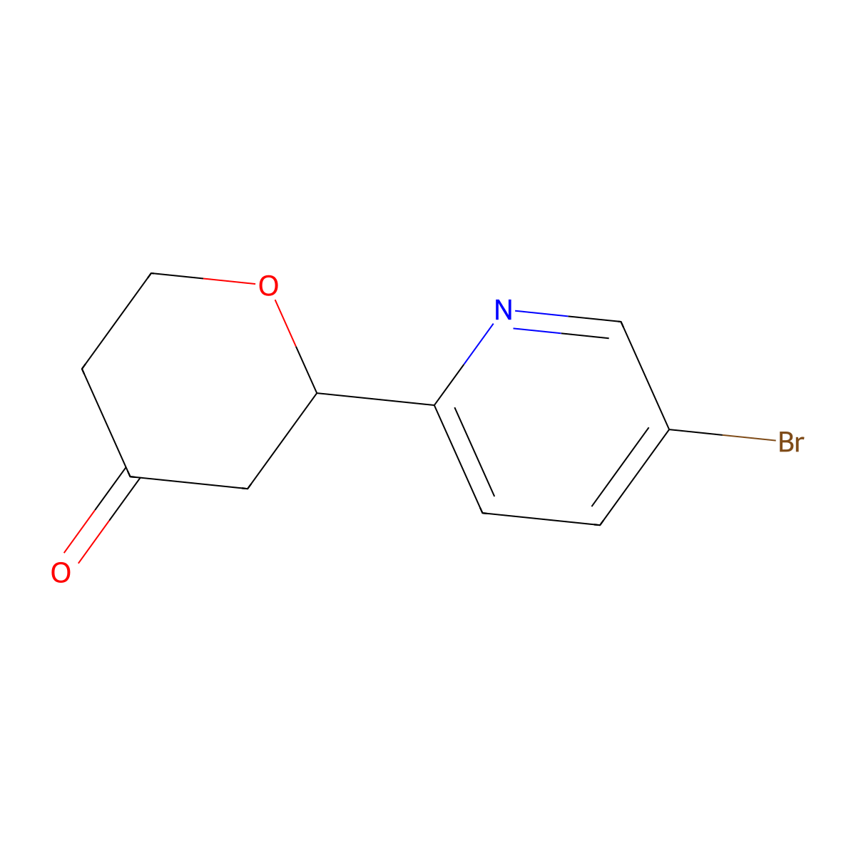 2-(5-bromopyridin-2-yl)tetrahydro-4H-pyran-4-one molecular structure, CAS 2360222-31-5
