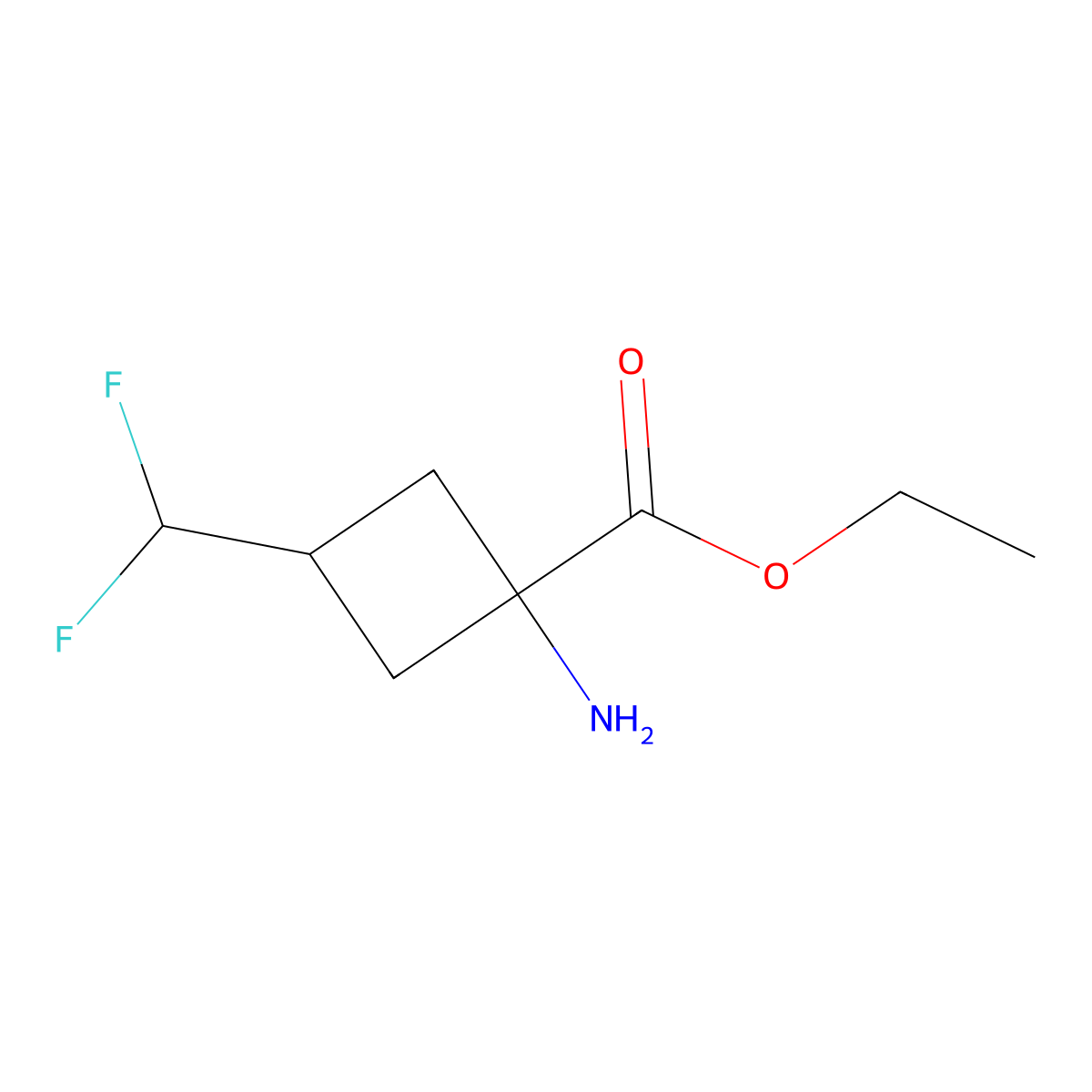 Ethyl 1-amino-3-(difluoromethyl)cyclobutane-1-carboxylate molecular structure, CAS 2360224-70-8