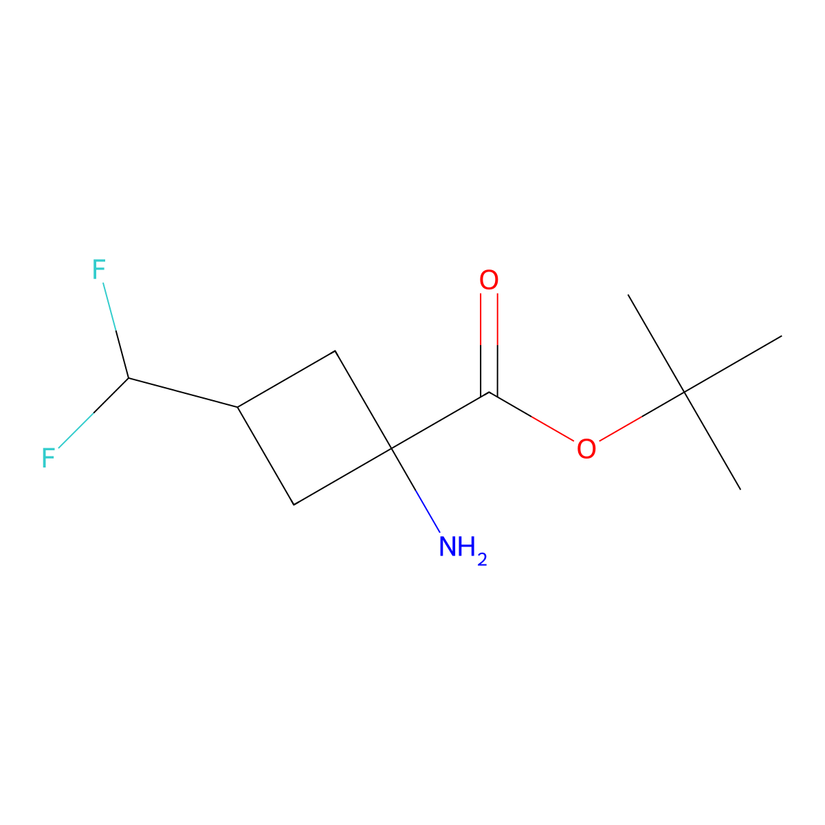 Tert-butyl 1-amino-3-(difluoromethyl)cyclobutane-1-carboxylate molecular structure, CAS 2360224-74-2