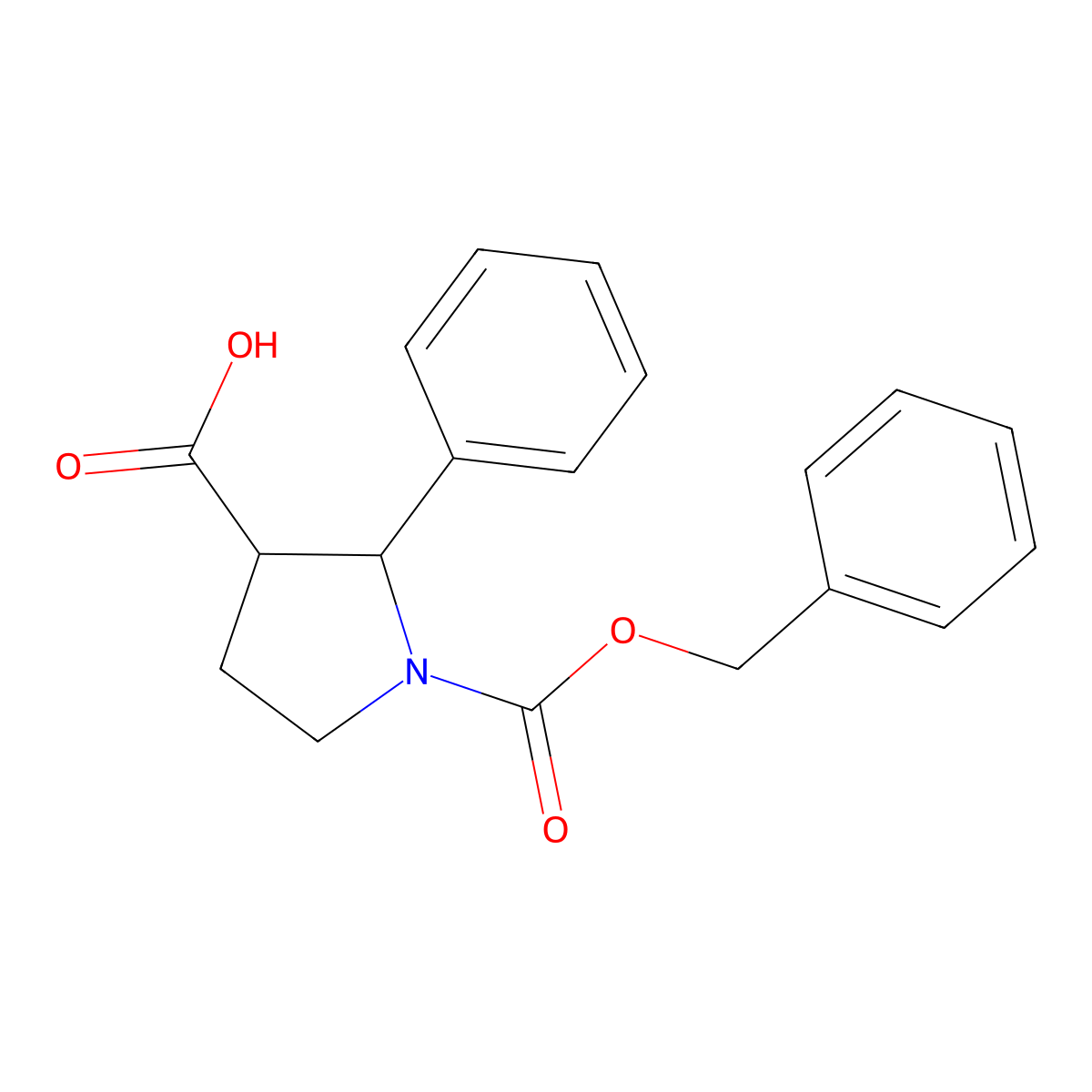 1-[(Benzyloxy)carbonyl]-2-phenylpyrrolidine-3-carboxylic acid molecular structure, CAS 2360292-40-4