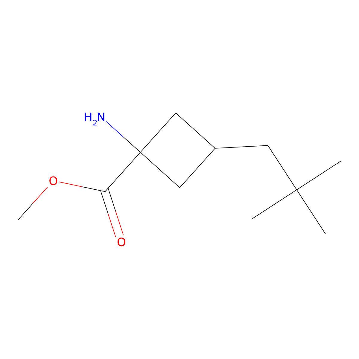 Methyl 1-amino-3-(2,2-dimethylpropyl)cyclobutane-1-carboxylate molecular structure, CAS 2360329-66-2