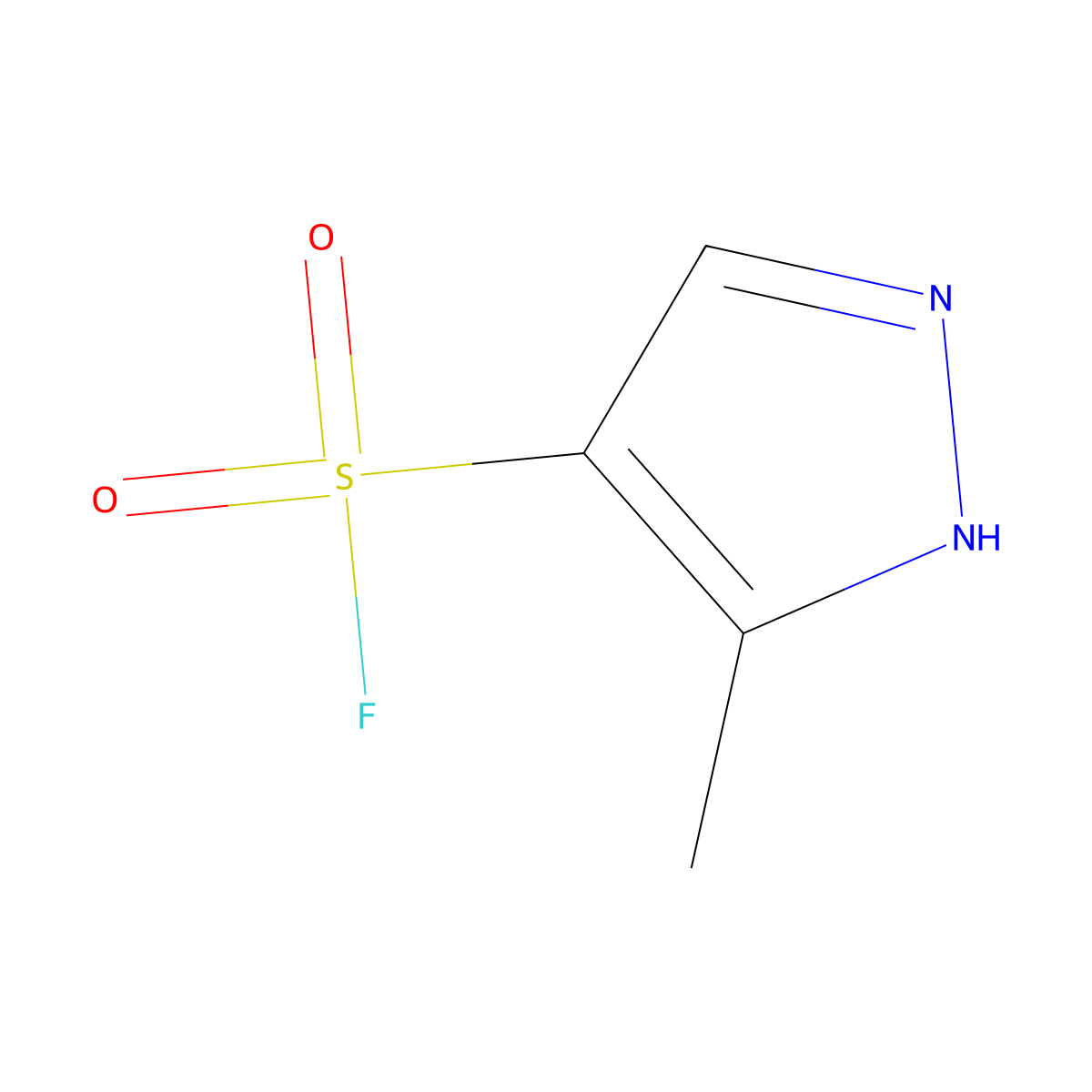 5-methyl-1H-pyrazole-4-sulfonyl fluoride molecular structure, CAS 2360386-63-4