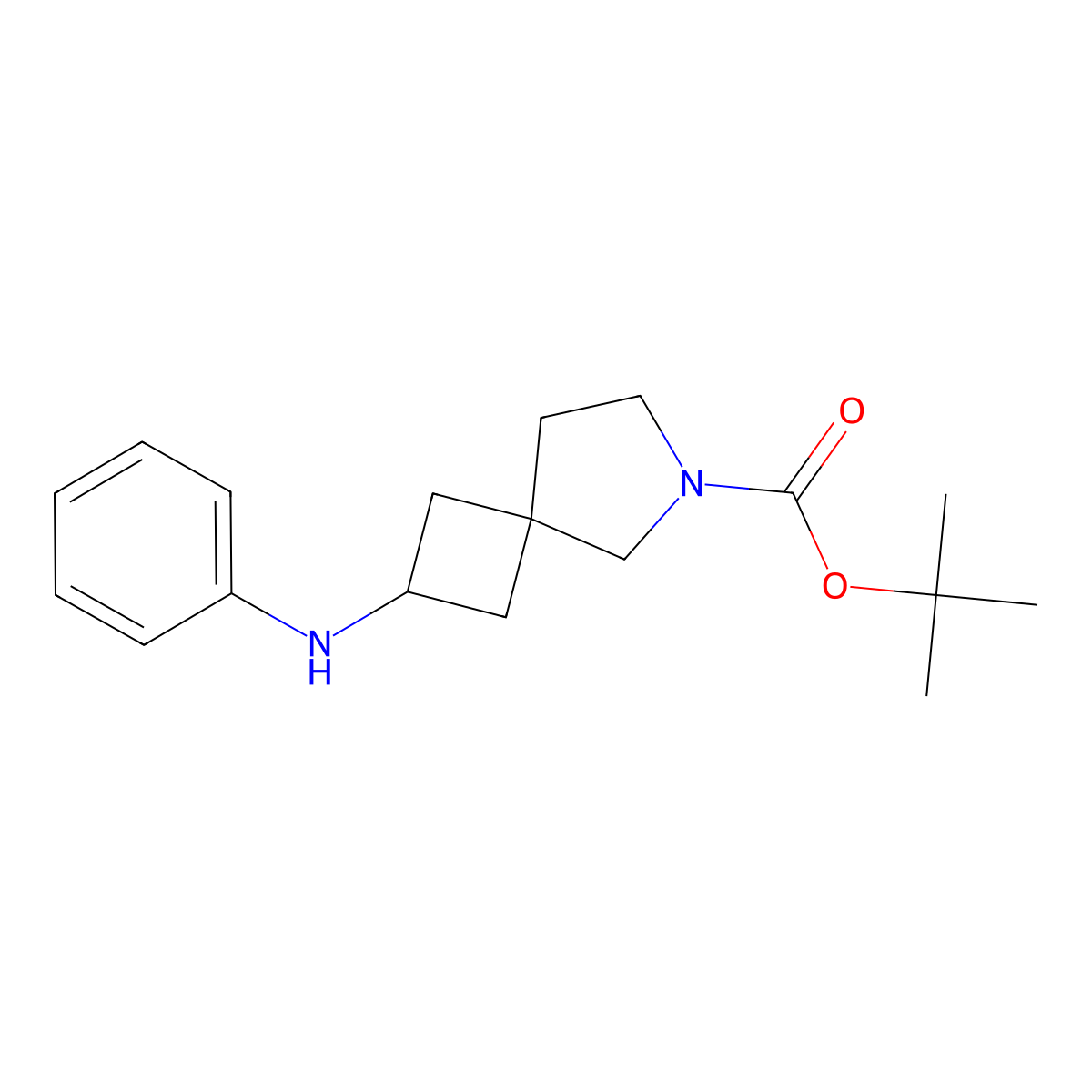 Tert-butyl 2-(phenylamino)-6-azaspiro[3.4]octane-6-carboxylate molecular structure, CAS 2360490-31-7