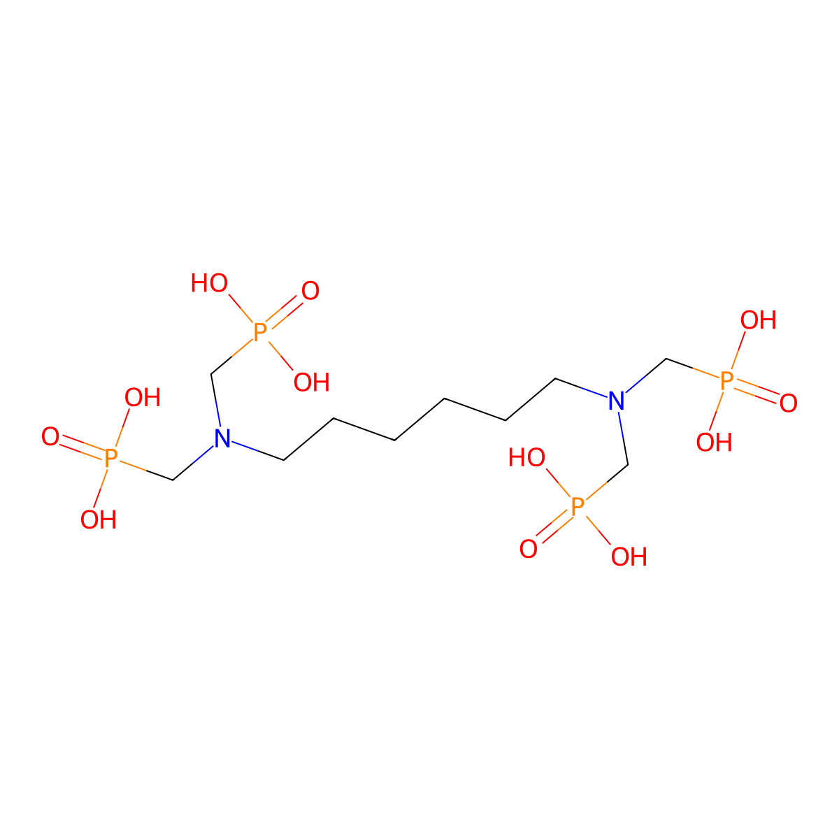 Hexanediaminetetra(methylenephosphonic acid) molecular structure, CAS 23605-74-5