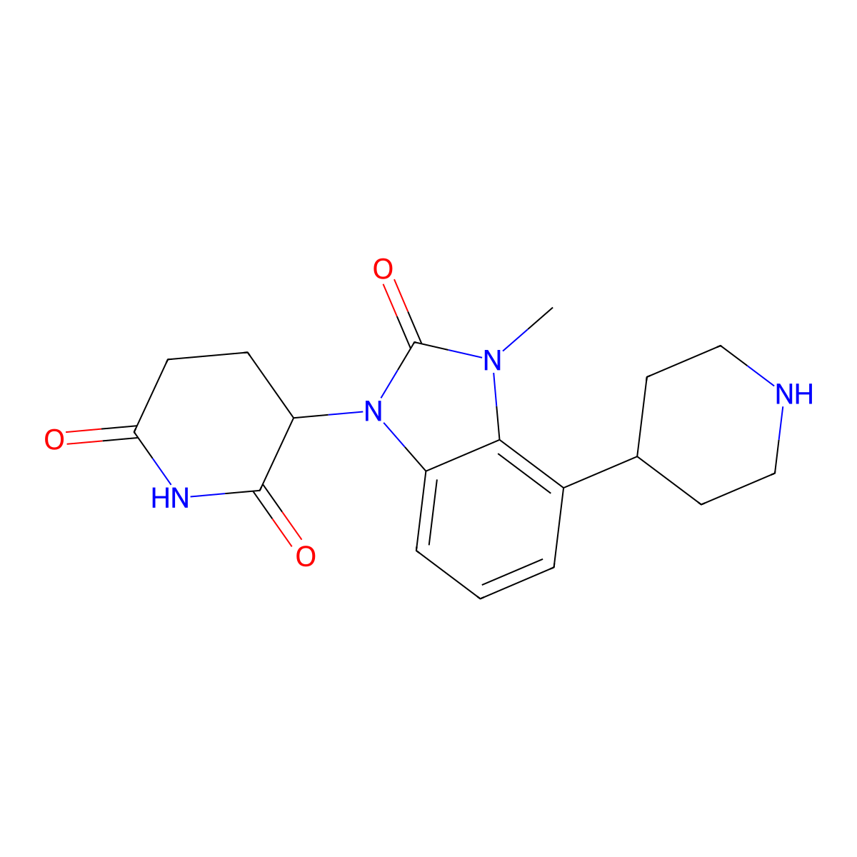 3-(3-Methyl-2-oxo-4-(piperidin-4-yl)-2,3-dihydro-1H-benzo[d]imidazol-1-yl)piperidine-2,6-dione molecular structure, CAS 2360522-05-8