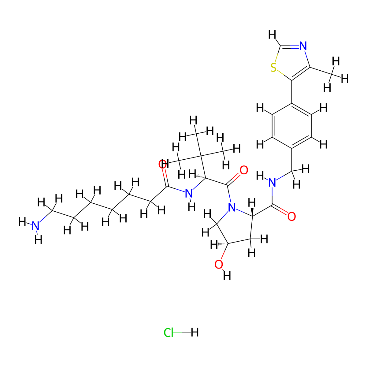 (2S,4R)-1-((S)-2-(7-Aminoheptanamido)-3,3-dimethylbutanoyl)-4-hydroxy-N-(4-(4-methylthiazol-5-yl)benzyl)pyrrolidine-2-carboxamide hydrochloride molecular structure, CAS 2360522-76-3