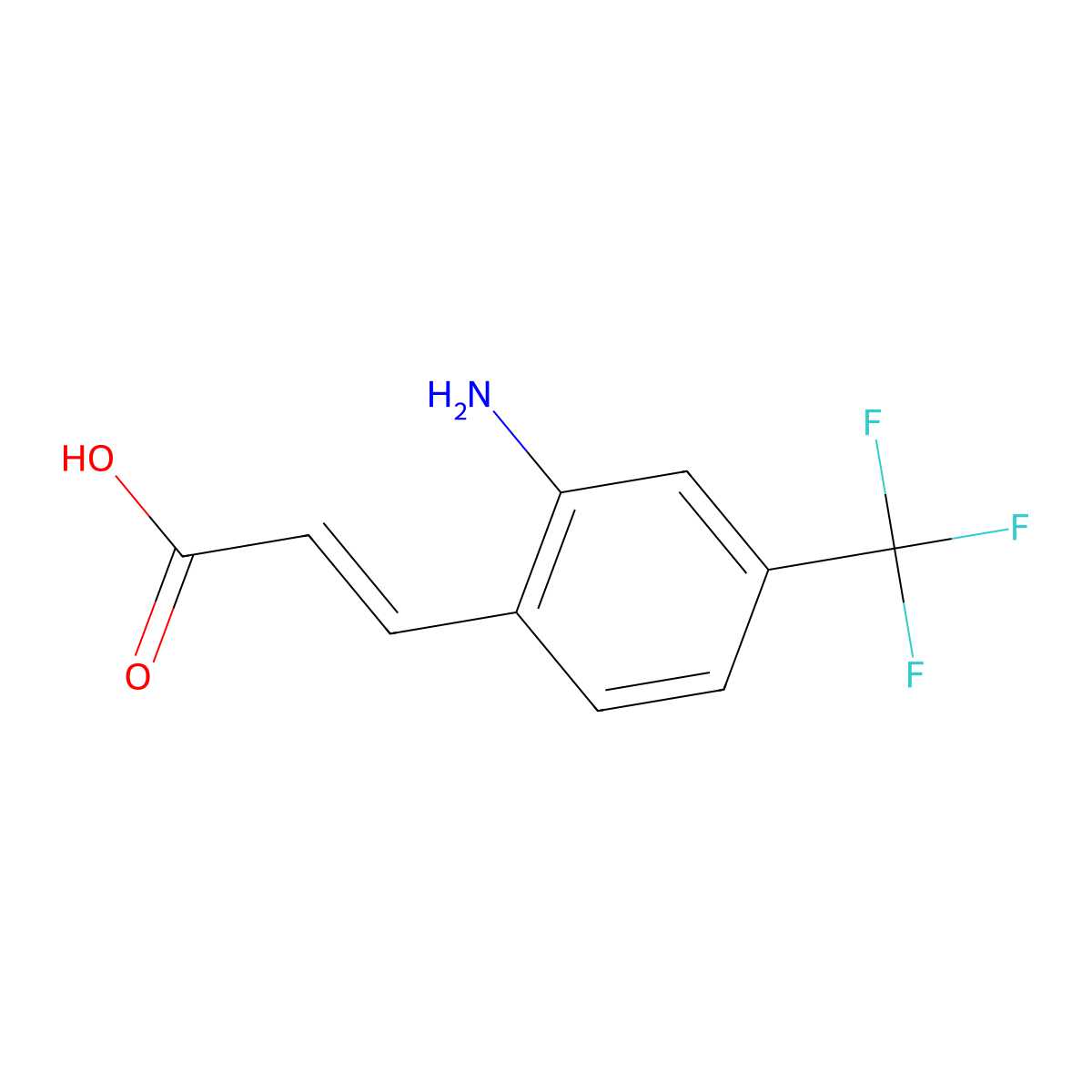 3-(2-Amino-4-(trifluoromethyl)phenyl)acrylic acid molecular structure, CAS 2360573-37-9