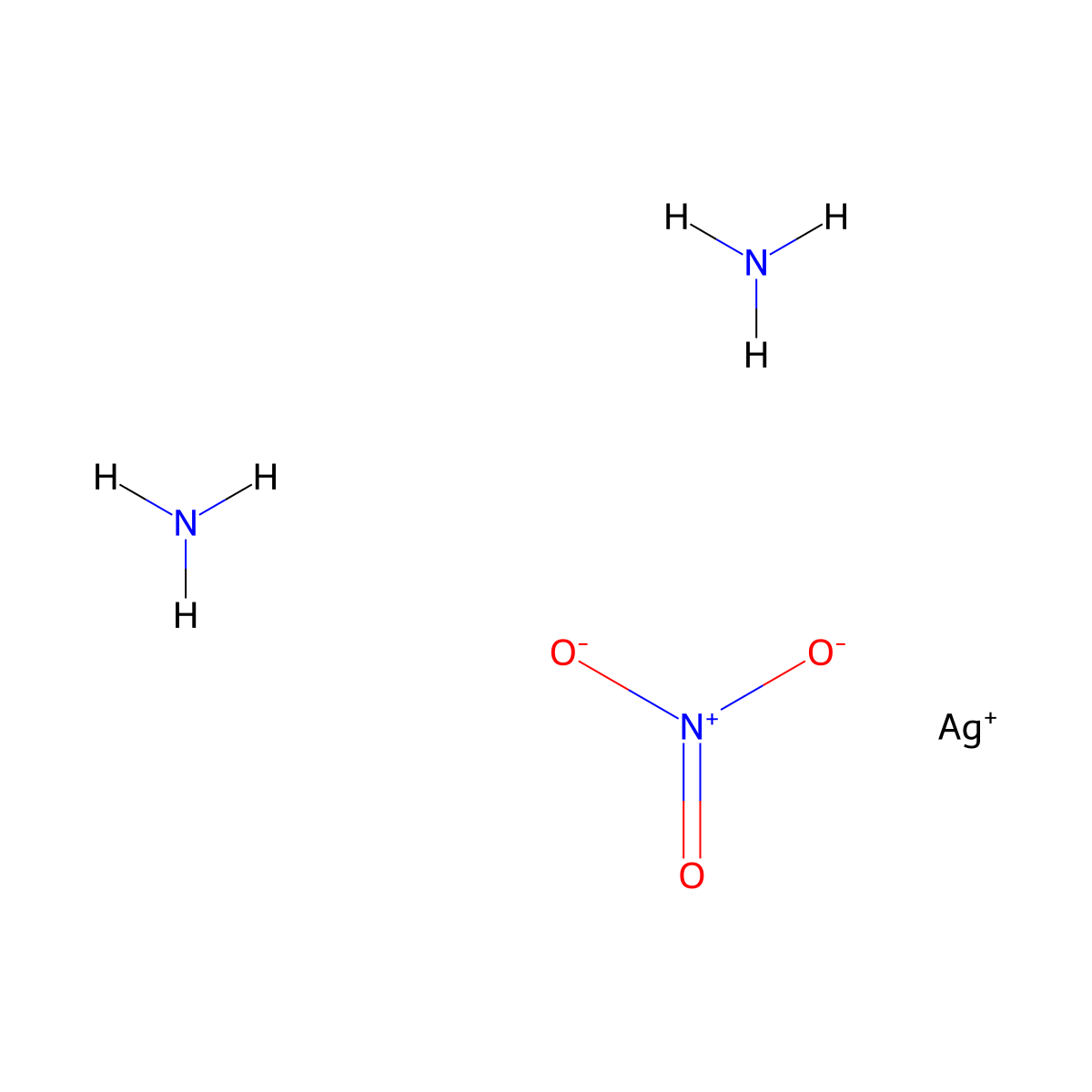 Silver(1+), diammine-, nitrate (1:1) molecular structure, CAS 23606-32-8