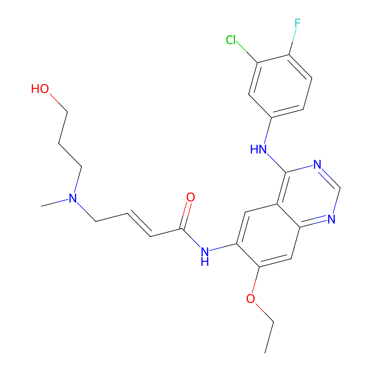 (E)-N-[4-(3-chloro-4-fluoroanilino)-7-ethoxyquinazolin-6-yl]-4-[3-hydroxypropyl(methyl)amino]but-2-enamide molecular structure, CAS 2360839-74-1