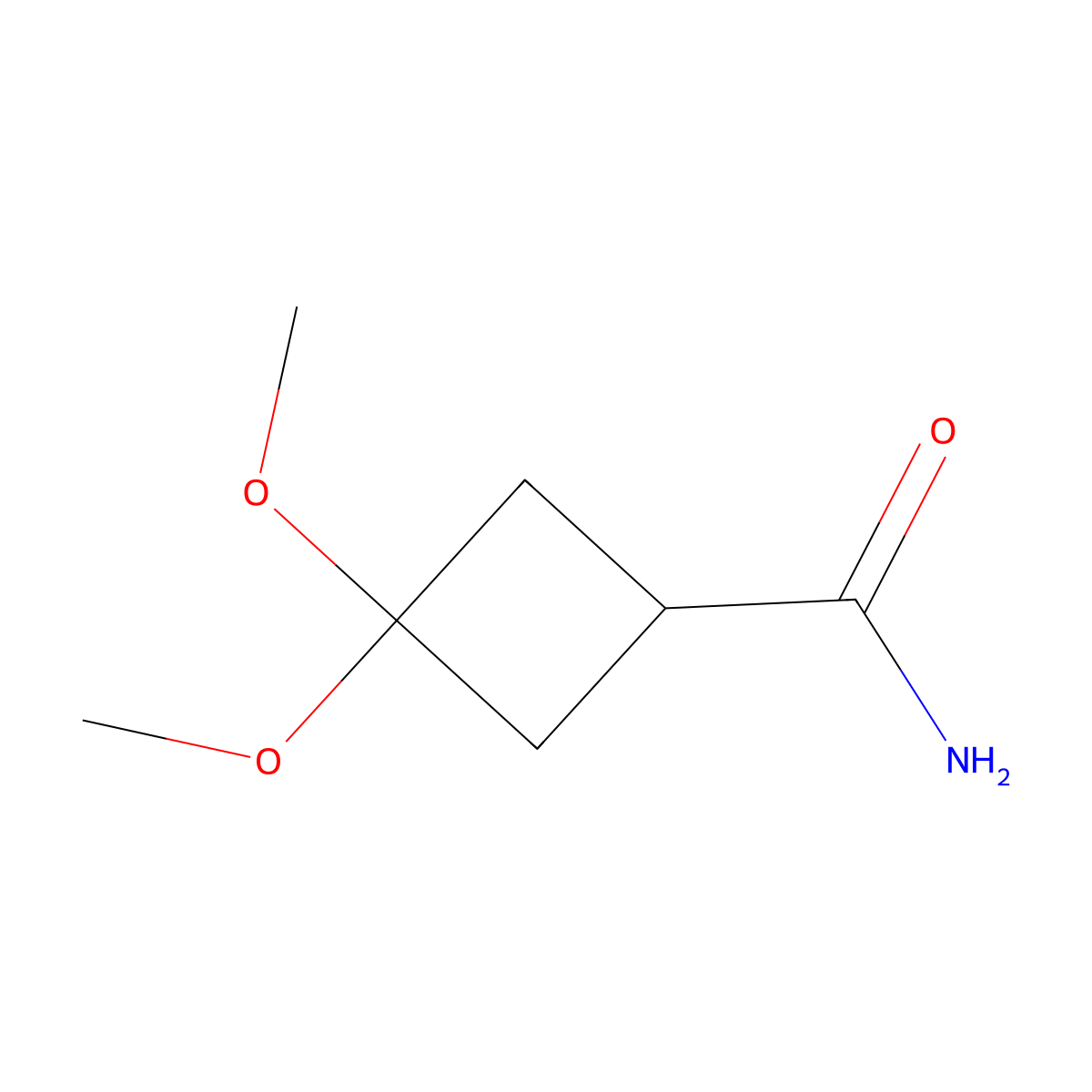 3,3-Dimethoxycyclobutanecarboxamide molecular structure, CAS 2360931-42-4
