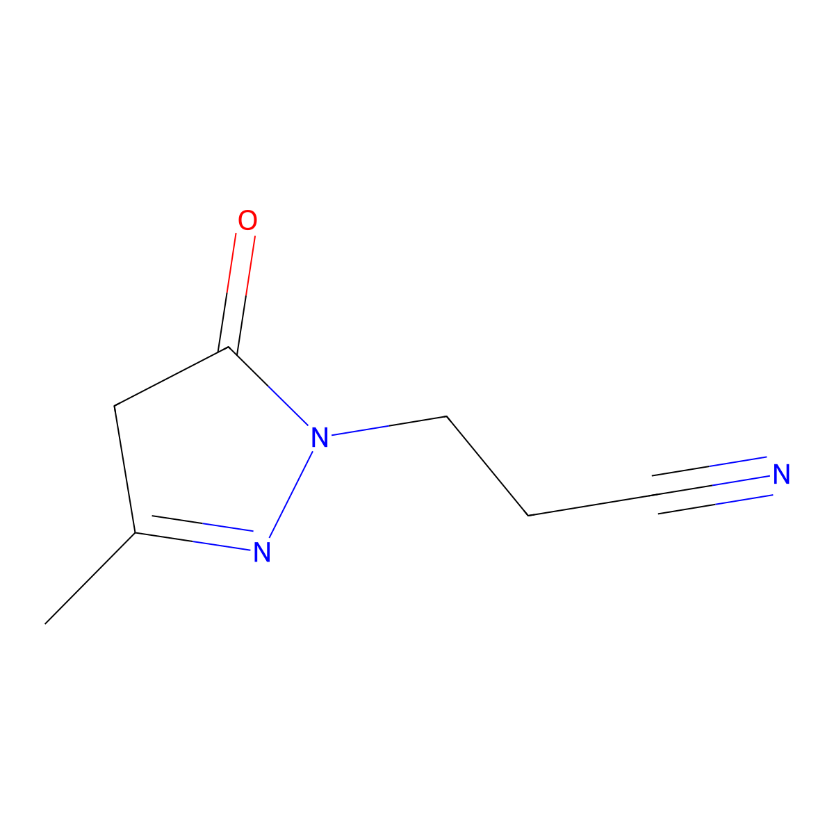 2-Pyrazoline-1-propionitrile, 3-methyl-5-oxo- molecular structure, CAS 2361-34-4