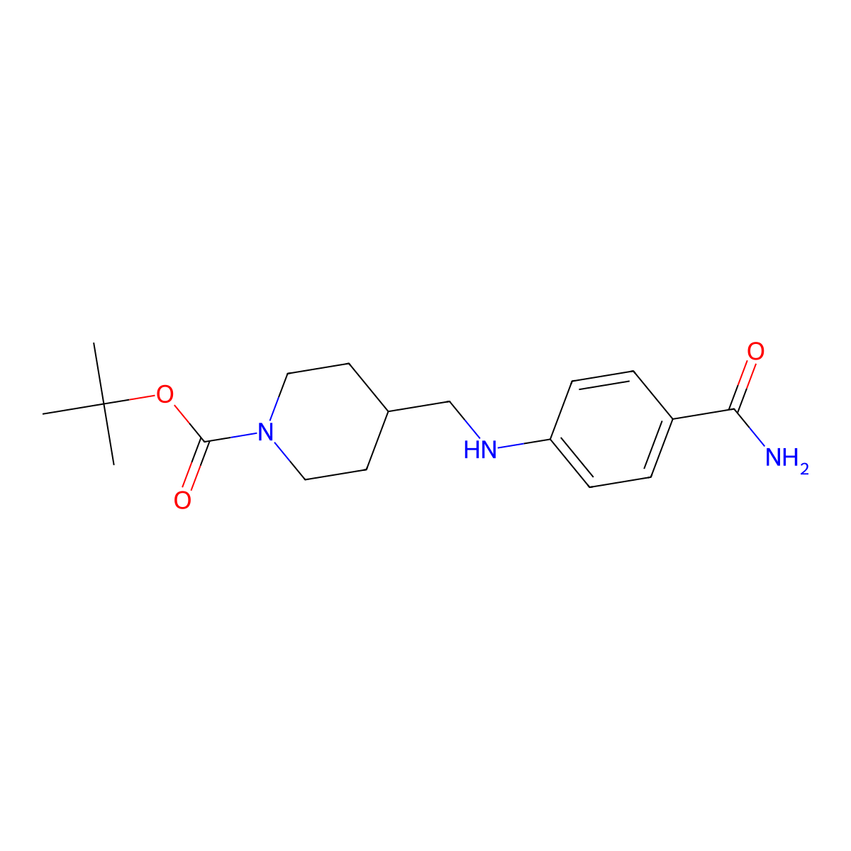 Tert-butyl 4-{[(4-carbamoylphenyl)amino]methyl}piperidine-1-carboxylate molecular structure, CAS 2361005-39-0