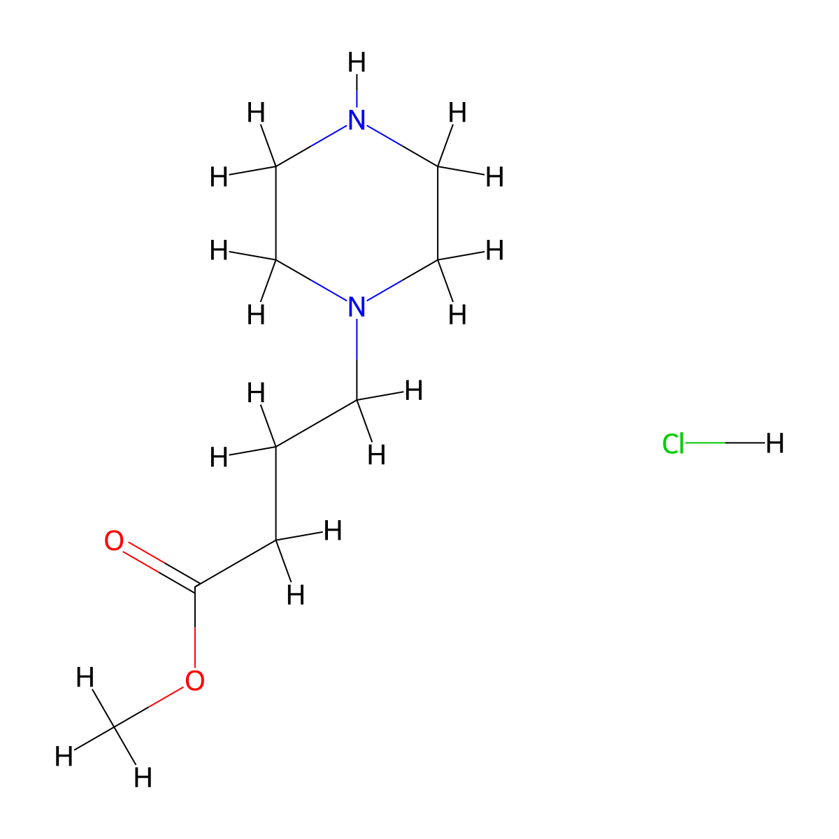 Methyl 4-(piperazin-1-YL)butanoate hydrochloride molecular structure, CAS 2361114-06-7