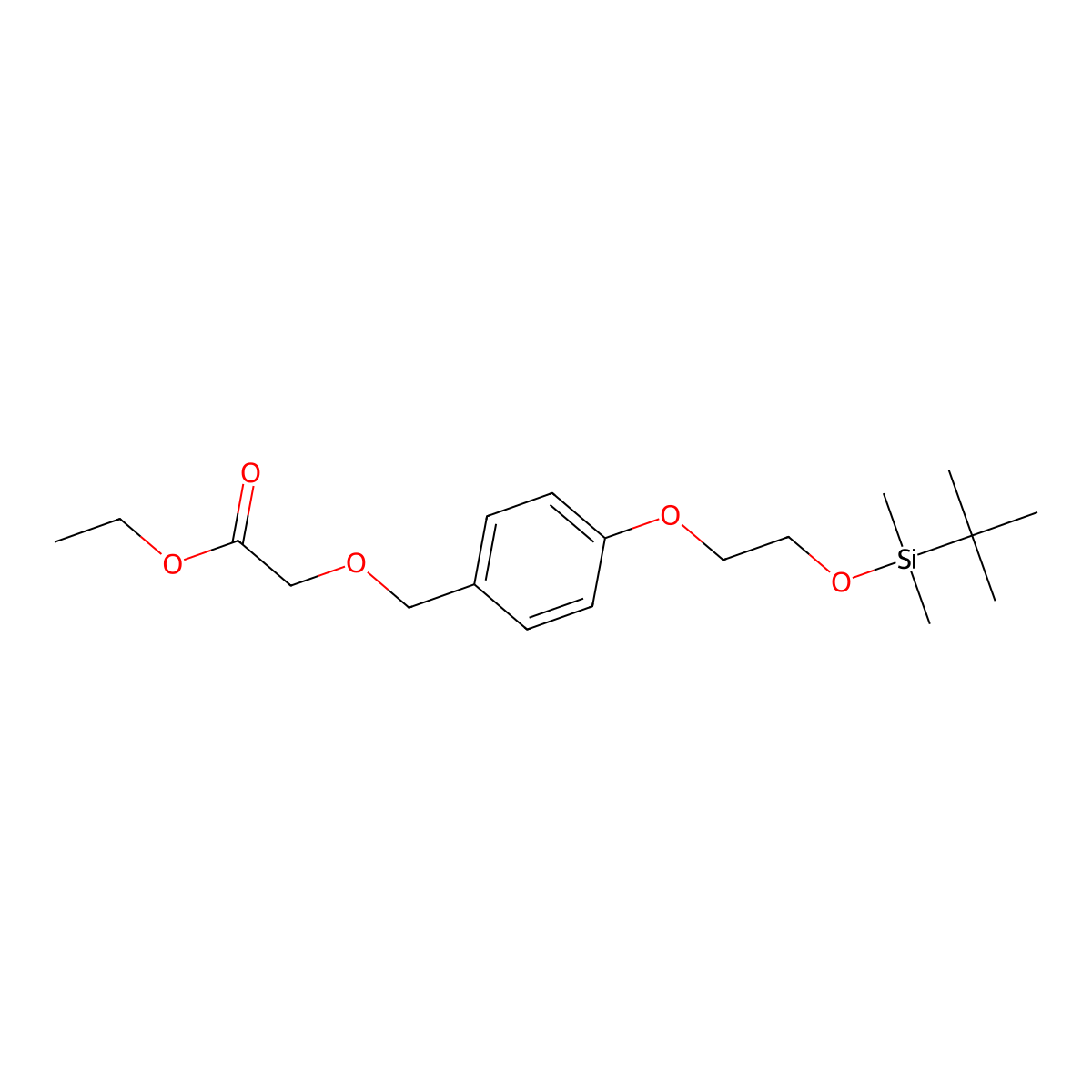 Ethyl 2-((4-(2-((tert-butyldimethylsilyl)oxy)ethoxy)benzyl)oxy)acetate molecular structure, CAS 2361114-17-0