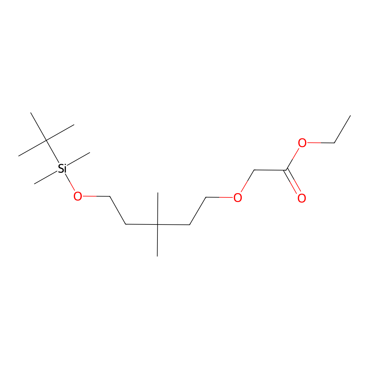 Ethyl 2-((5-((tert-butyldimethylsilyl)oxy)-3,3-dimethylpentyl)oxy)acetate molecular structure, CAS 2361116-41-6