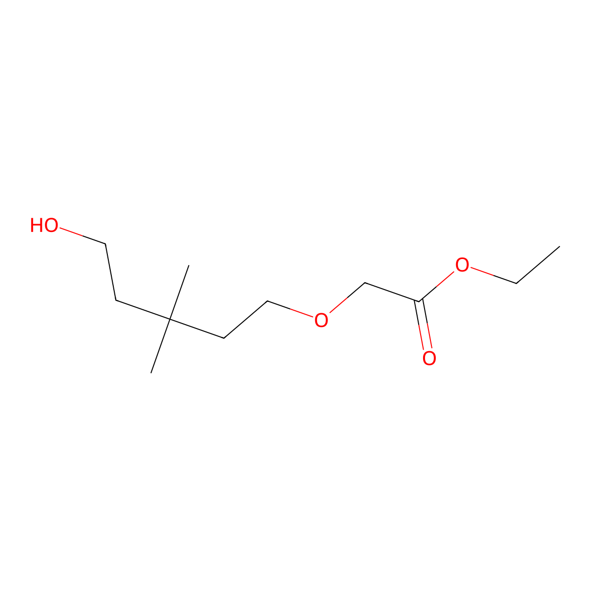 Ethyl 2-((5-hydroxy-3,3-dimethylpentyl)oxy)acetate molecular structure, CAS 2361116-42-7