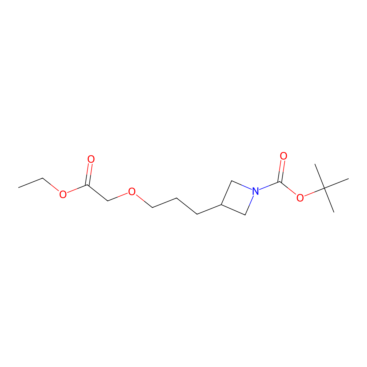 Tert-butyl 3-(3-(2-ethoxy-2-oxoethoxy)propyl)azetidine-1-carboxylate molecular structure, CAS 2361116-93-8