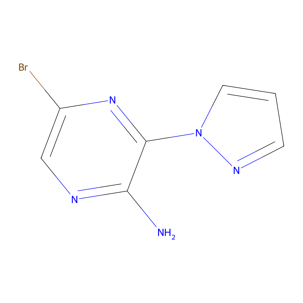 5-Bromo-3-(1H-pyrazol-1-yl)pyrazin-2-amine molecular structure, CAS 2361122-43-0