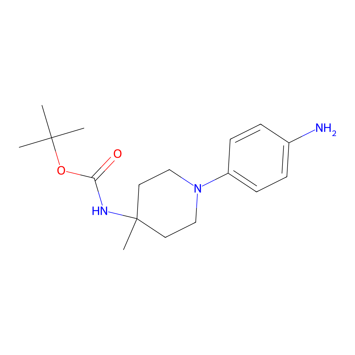 tert-butyl N-[1-(4-aminophenyl)-4-methylpiperidin-4-yl]carbamate molecular structure, CAS 2361155-48-6